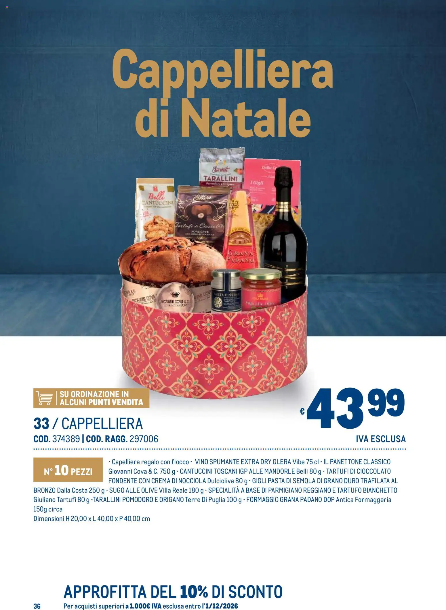 Anteprima dell'opuscolo Metro volantino Regalistica Natale dal negozio Metro valido da 19/10/2026 - Pasta, Vino, Tartufo, Cioccolato, Sugo, Olive, Semola, Pasta di semola