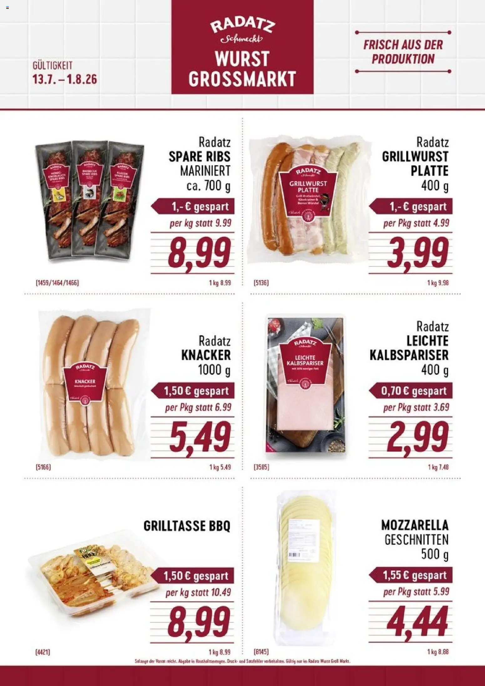 Vorschau der Angebote: Radatz Radatz Flugblatt gültig ab 13.07.2026 - Wurst