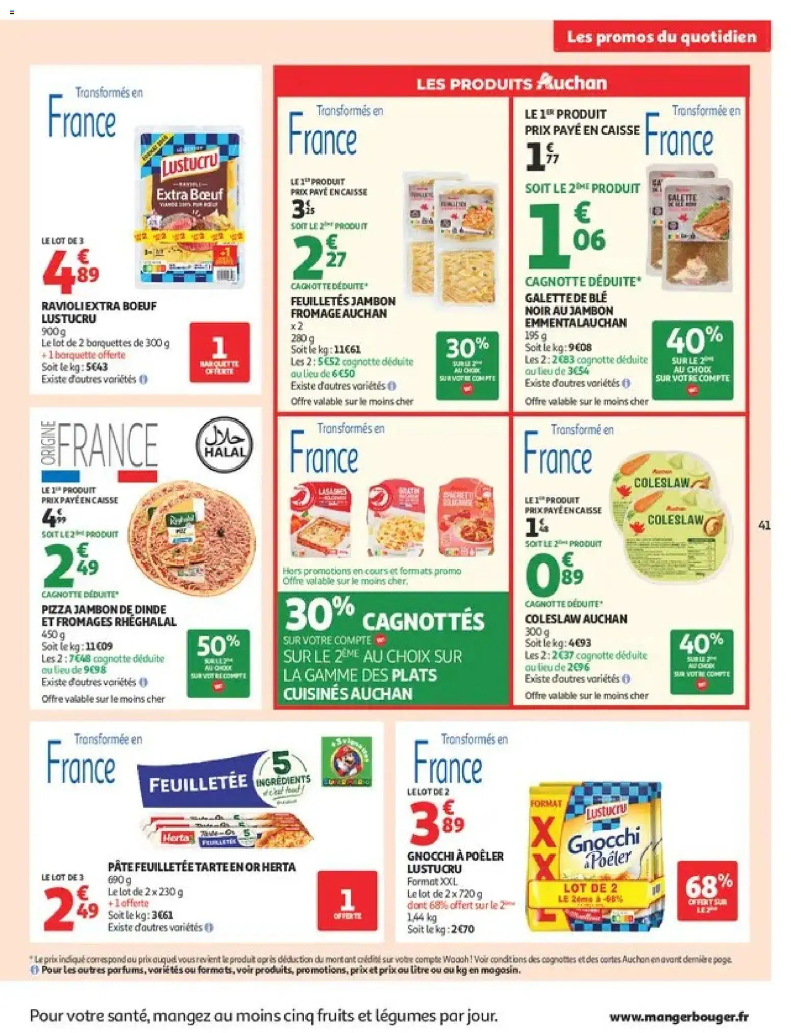 Prévisualisation de Auchan Ménage rentrée hypers du magasin Auchan formulaire valide 08/09/2026 - Pizza, Fromage, Pâte, Pâte feuilletée, Jambon, Dinde, Blé, Plats cuisinés
