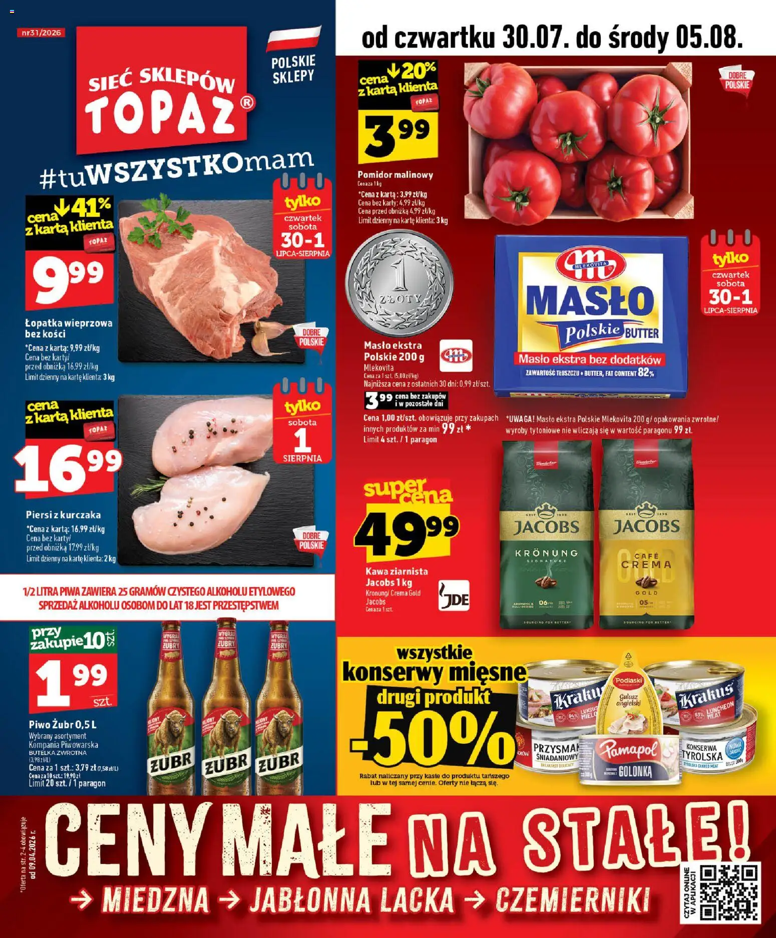 Pogląd gazetki "Topaz gazetka - Ceny małe na stałe" ze sklepu Topaz ważnej od 30.07.2026