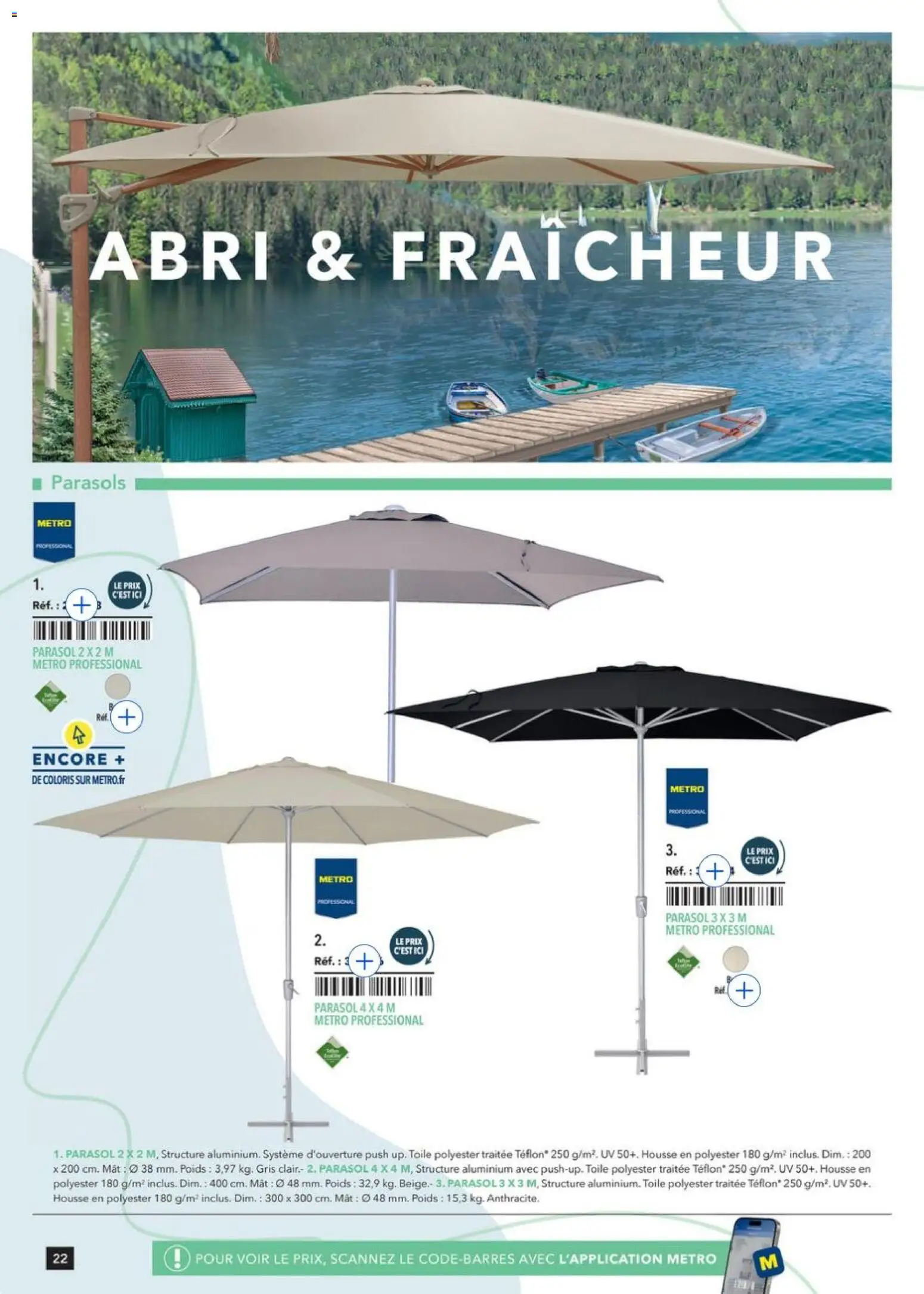 Prévisualisation de Terrasse&salle Collection 2026 du magasin METRO formulaire valide 09/01/2026 - Parasol, Poids
