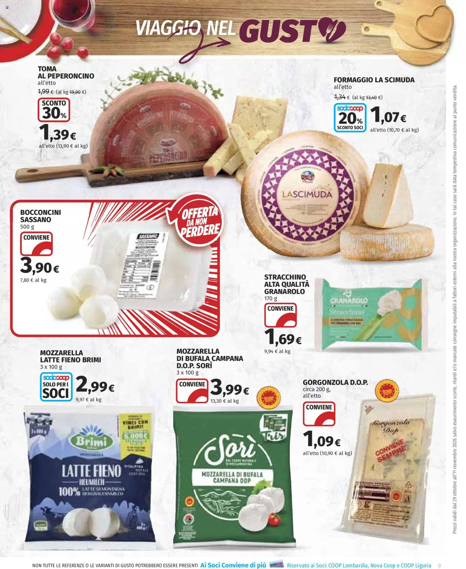 Anteprima dell'opuscolo COOP volantino dal negozio COOP valido da 29/10/2026 - Gorgonzola, Latte, Formaggio, Mozzarella, Peperoncino, Stracchino, Mozzarella di bufala, Data