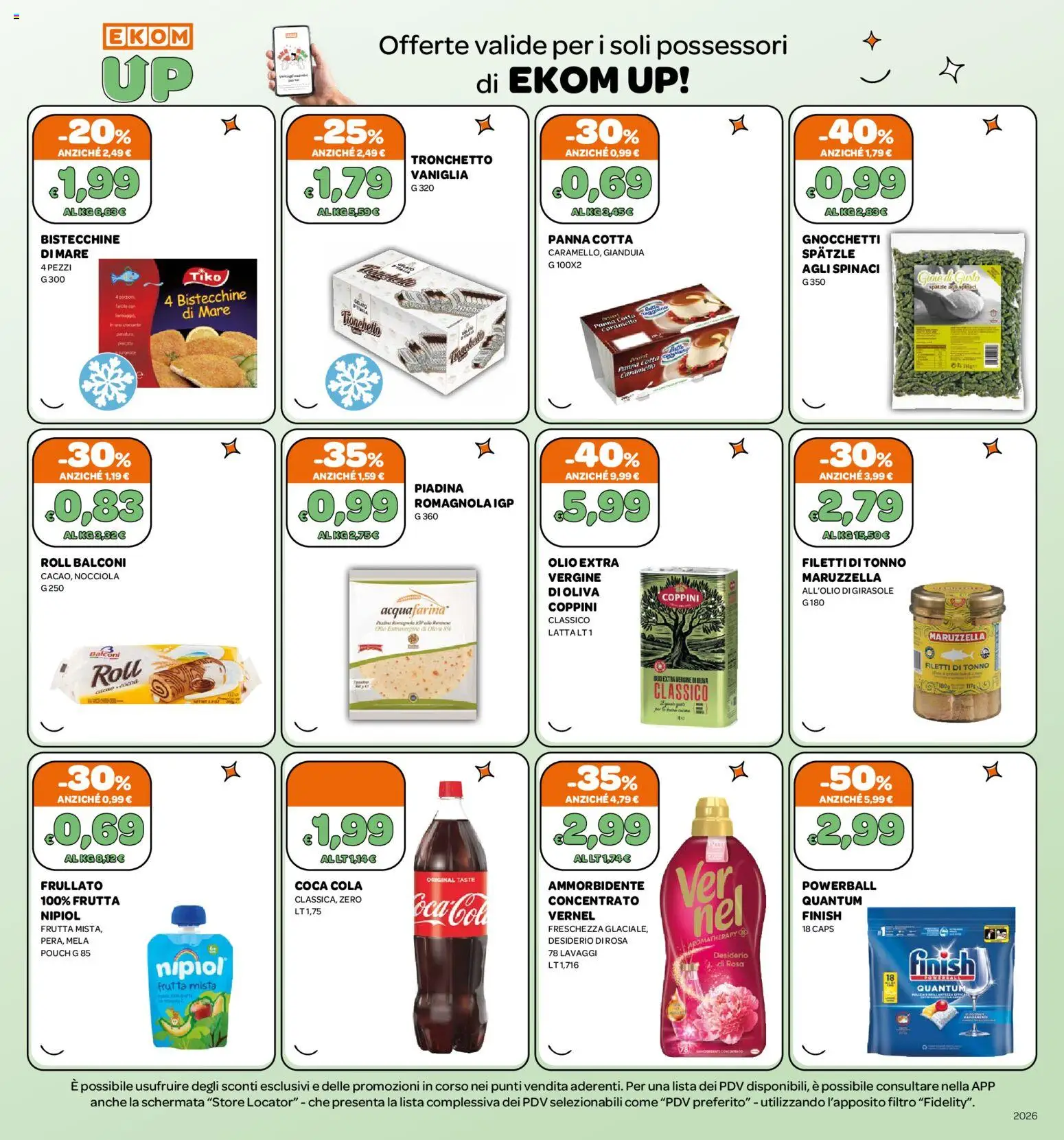 Anteprima dell'opuscolo Ekom volantino Toscana dal negozio Ekom valido da 20/10/2026 - Coca Cola, Frutta, Olio, Tonno, Oca, Ammorbidente, Panna, Vaniglia