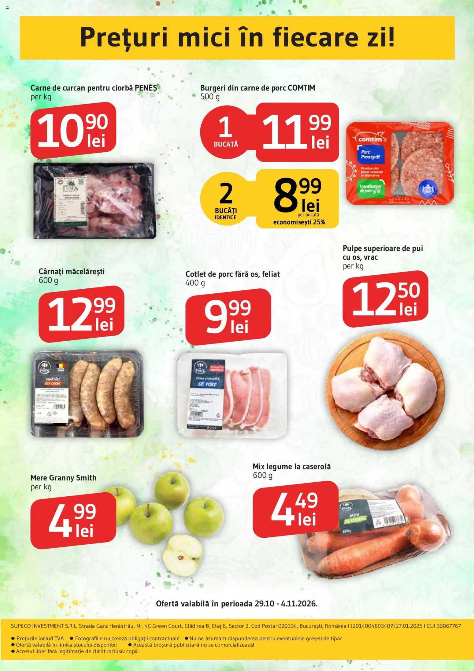 Previzualizarea de cataloage: Supeco Supeco Catalog valabil de la 29.10.2026 - Mici, Ciorba, Pui, Mere, Carne De Porc, Cârnați, Caserola, Cotlet