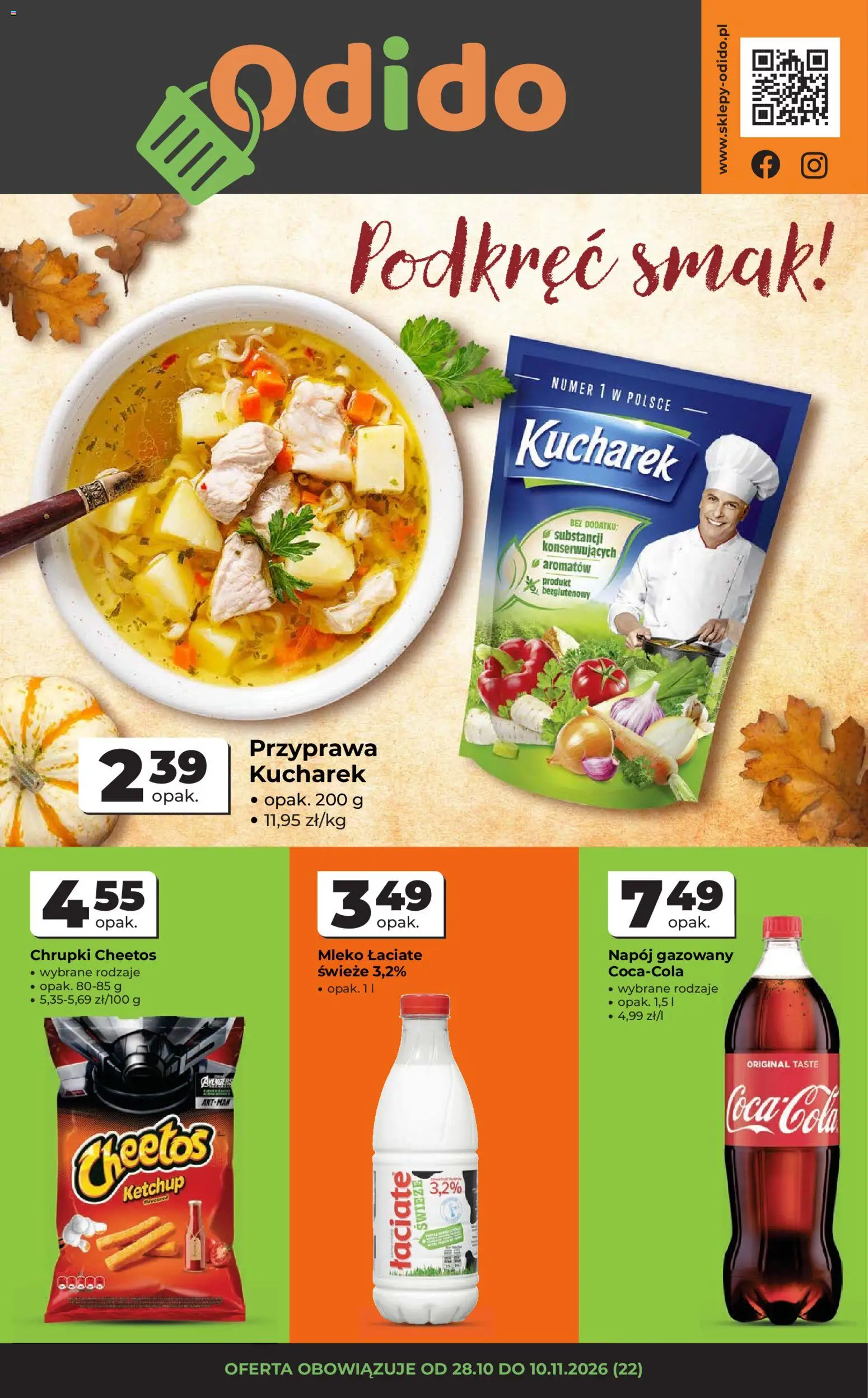 Pogląd gazetki "Odido gazetka" ze sklepu Odido ważnej od 28.10.2026 - Mleko, Ketchup, Chrupki