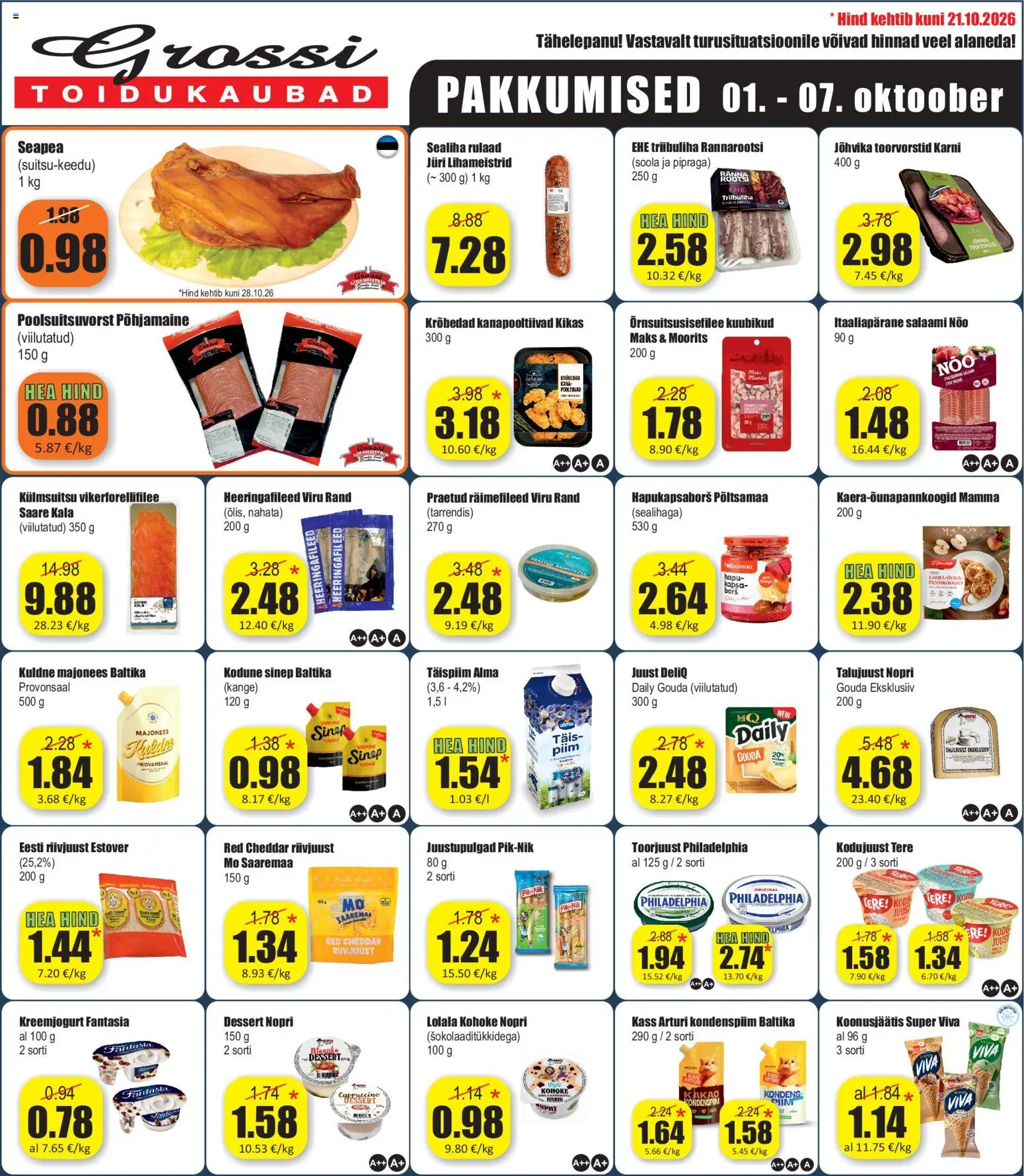 Grossi Toidukaubad kliendilehe eelvaade alates 01.10.2026