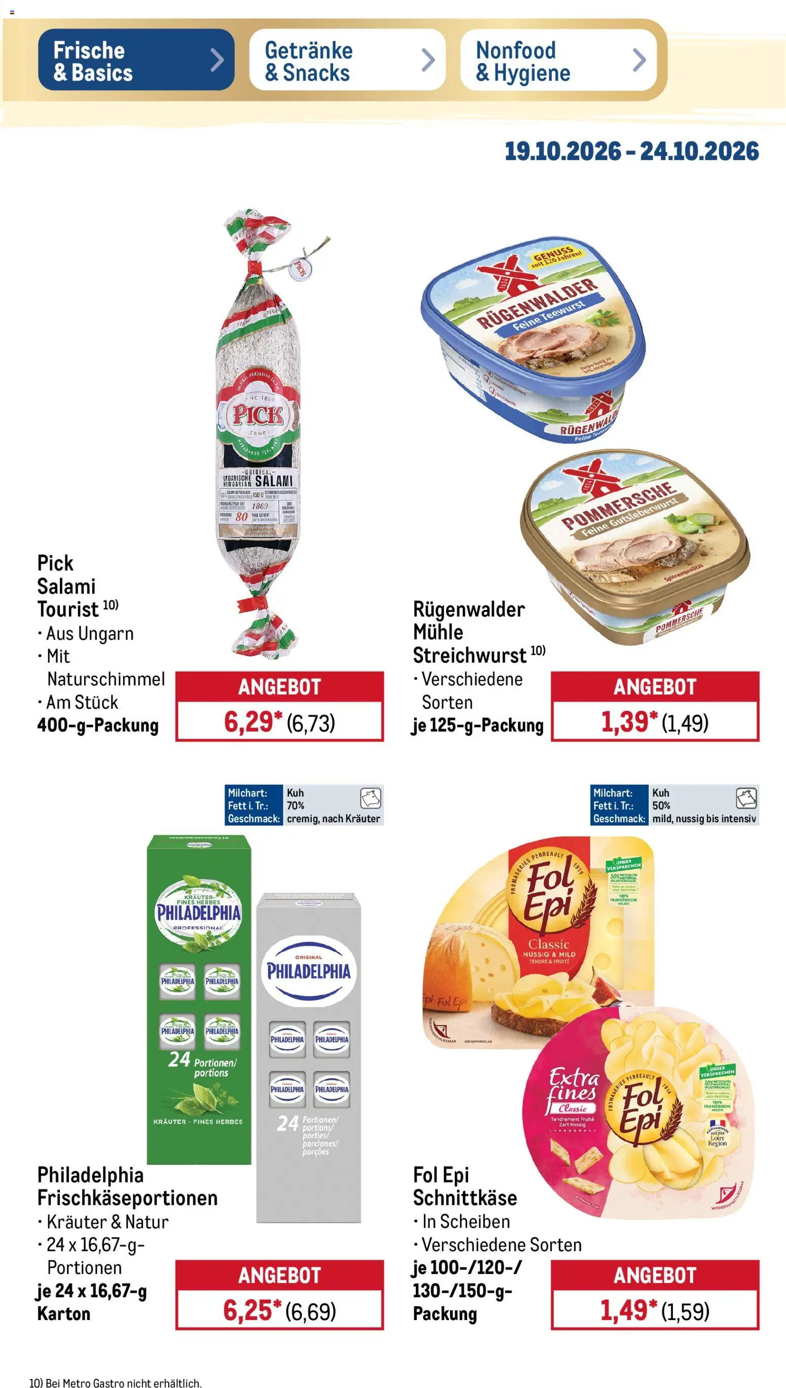 Vorschau von dem Prospekt des Geschäftes Metro, gültig ab dem 19.10.2026 - Butter, Rapsöl, Creme, Milram, Fruchtjoghurt