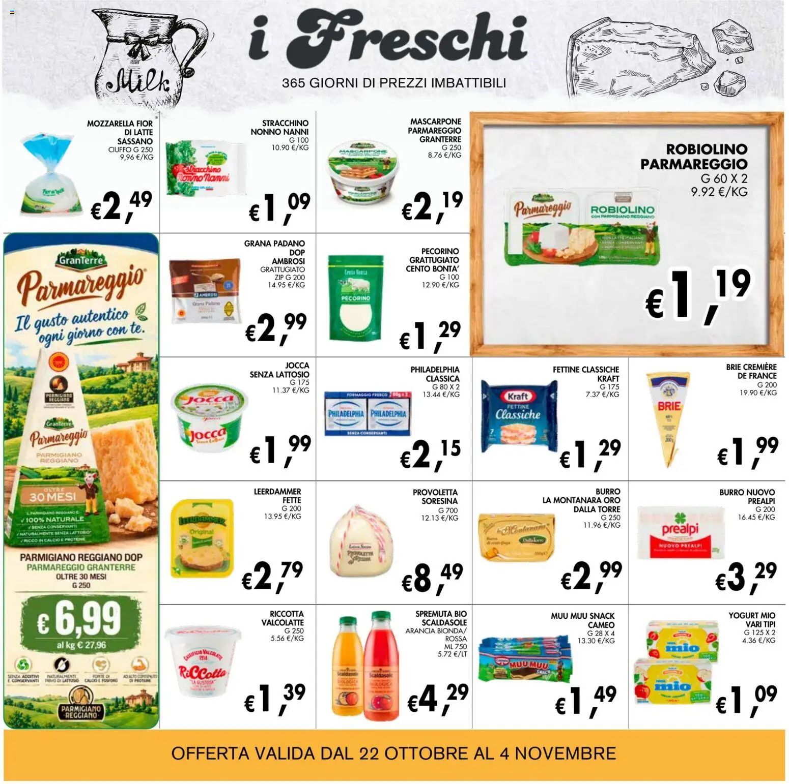 Anteprima dell'opuscolo Coal volantino èccoMi Teramo dal negozio Coal valido da 22/10/2026 - Formaggio, Parmigiano reggiano, Mascarpone, Stracchino, Pecorino, Burro, Arancia, Formaggio fresco