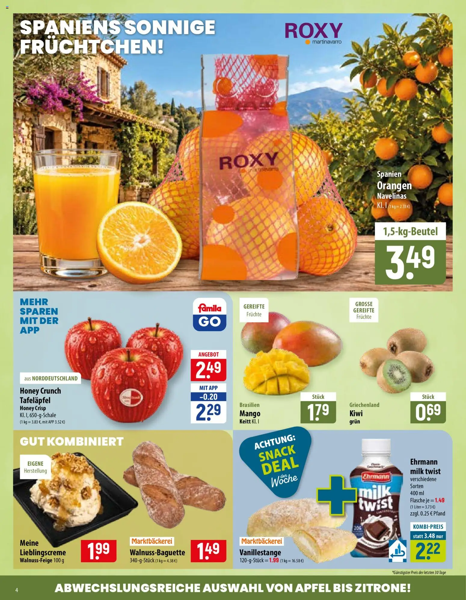 Vorschau von dem Prospekt des Geschäftes Famila, gültig ab dem 02.11.2026 - Mango, Äpfel, Kiwi, Zitrone, Orangen
