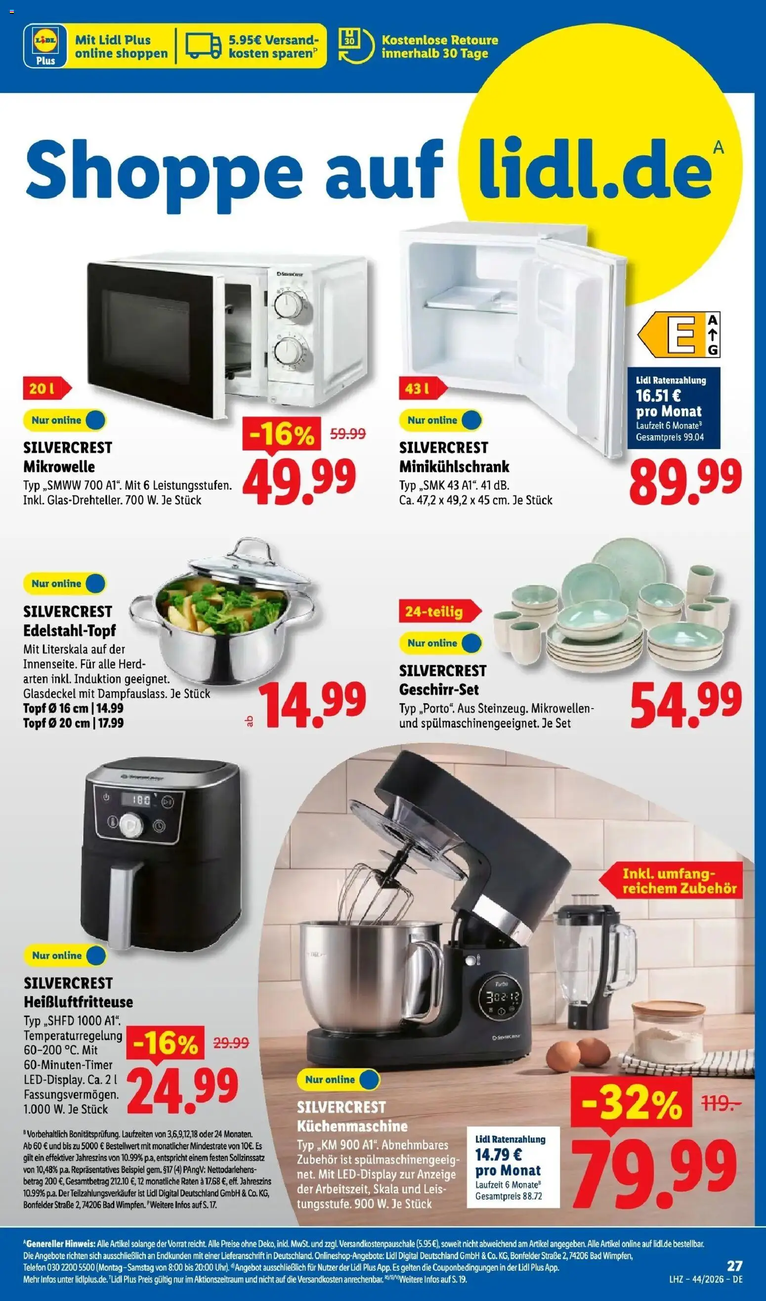 Vorschau von dem Prospekt des Geschäftes Lidl, gültig ab dem 26.10.2026 - Heißluftfritteuse, Telefon, Mikrowelle, Bad, Herd