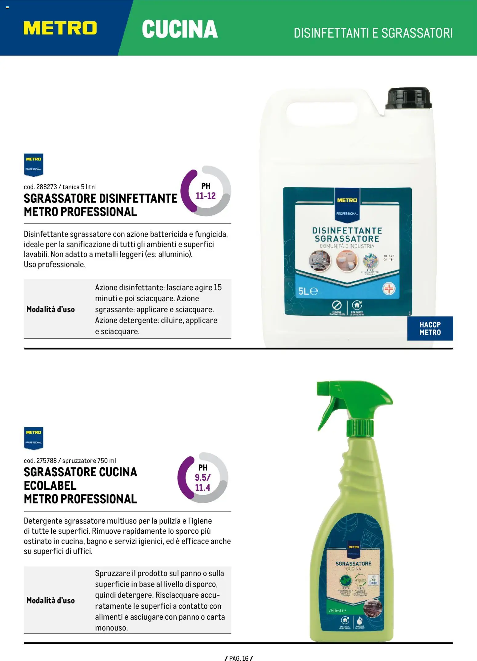 Anteprima dell'opuscolo Metro volantino Detergenza dal negozio Metro valido da 04/06/2026 - Bagno, Sgrassatore, Detergente, Tanica