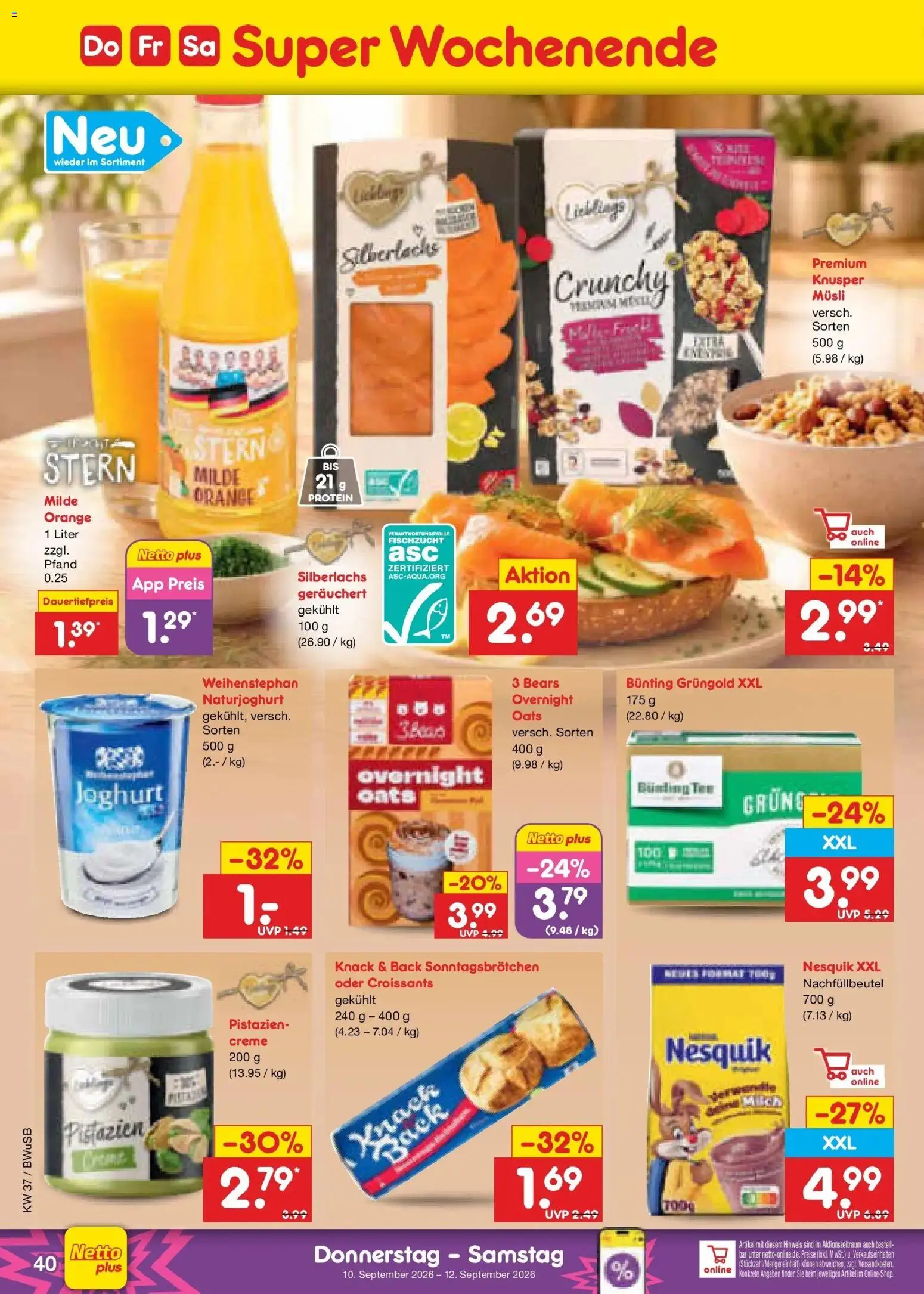 Vorschau von dem Prospekt des Geschäftes Netto Marken-Discount, gültig ab dem 07.09.2026 - Joghurt, Pistazien, Milch, Creme, Nesquik, Musli