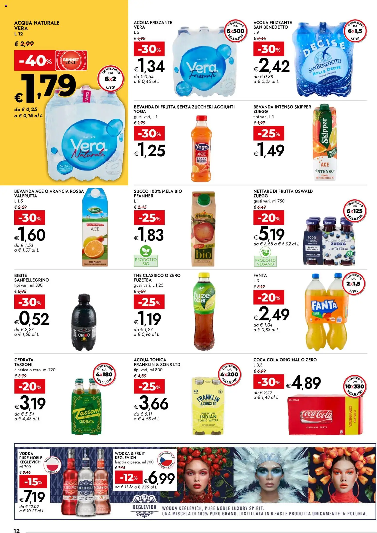 Anteprima dell'opuscolo bennet volantino dal negozio bennet valido da 22/10/2026 - Acqua, Coca Cola, Frutta, Arancia, Acqua tonica, Cedrata, Succo, Bibite