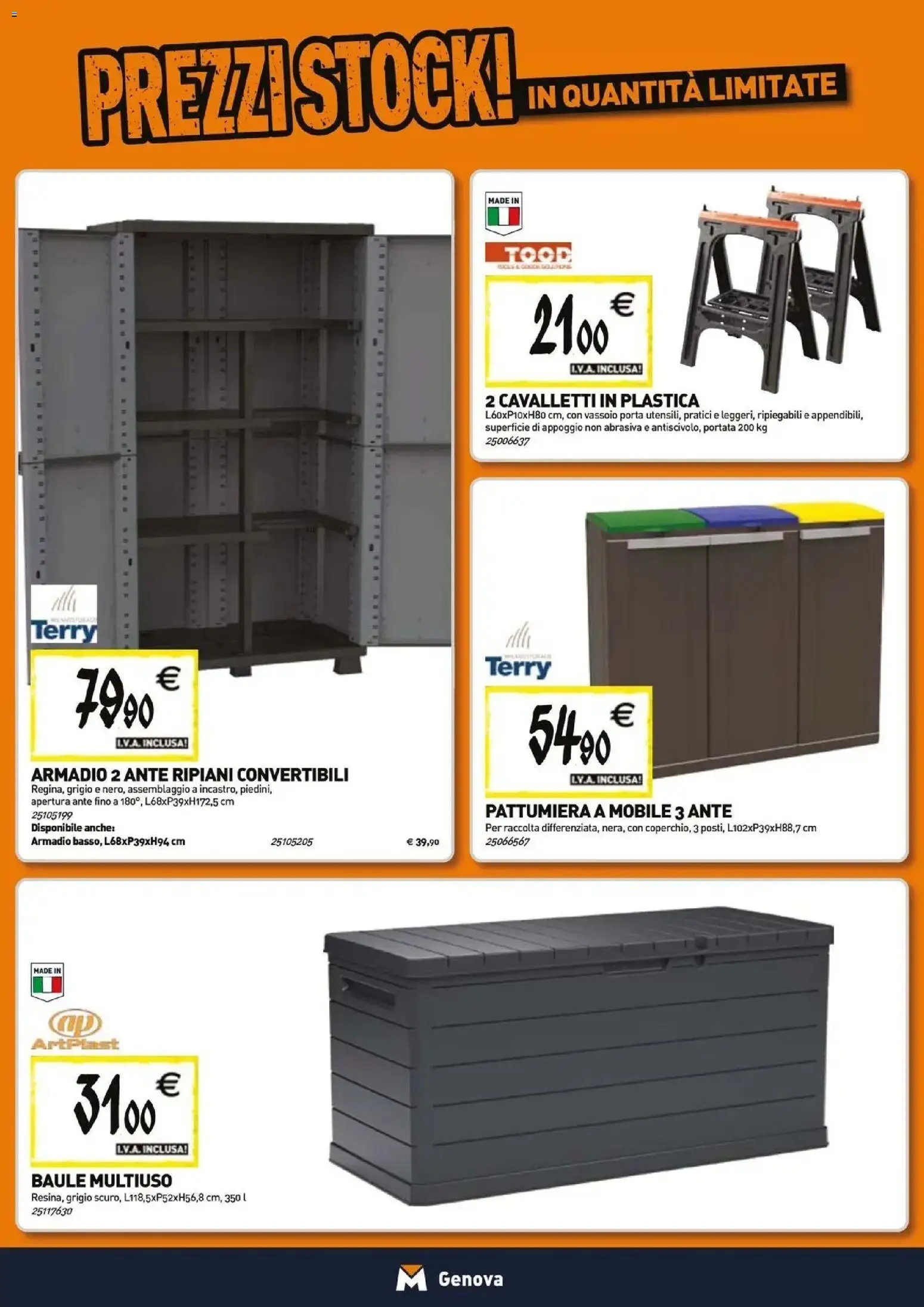 Anteprima dell'opuscolo TECNOMAT catalogo Genova dal negozio TECNOMAT valido da 29/10/2026 - Mobile, Armadio, Porta, Baule, Pattumiera, Vassoio