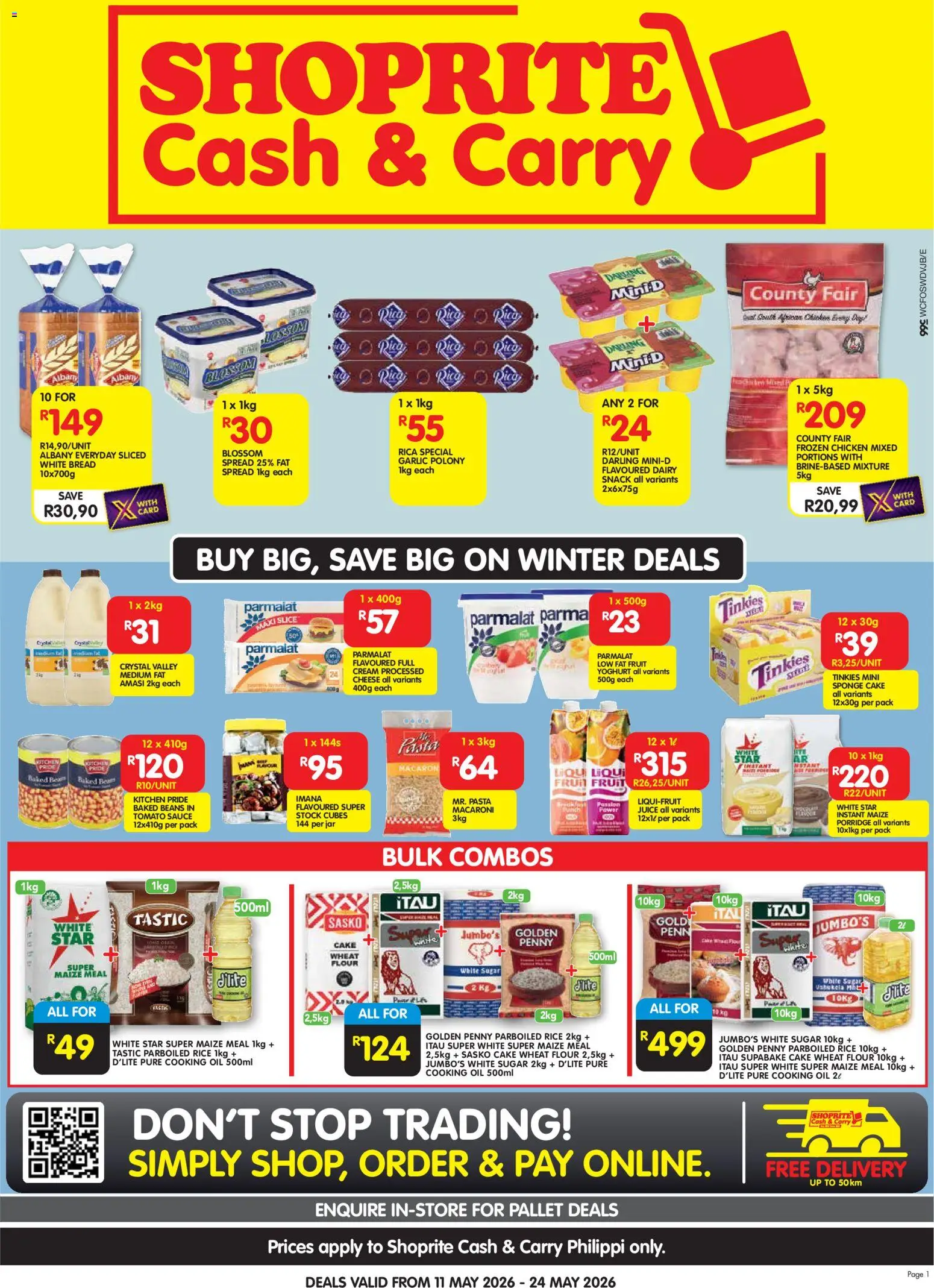Preview of Shoprite flyer valid from 11/05/2026 - Chicken, Pasta, Fruit, Oil, Flour, Garlic, Yoghurt, Porridge