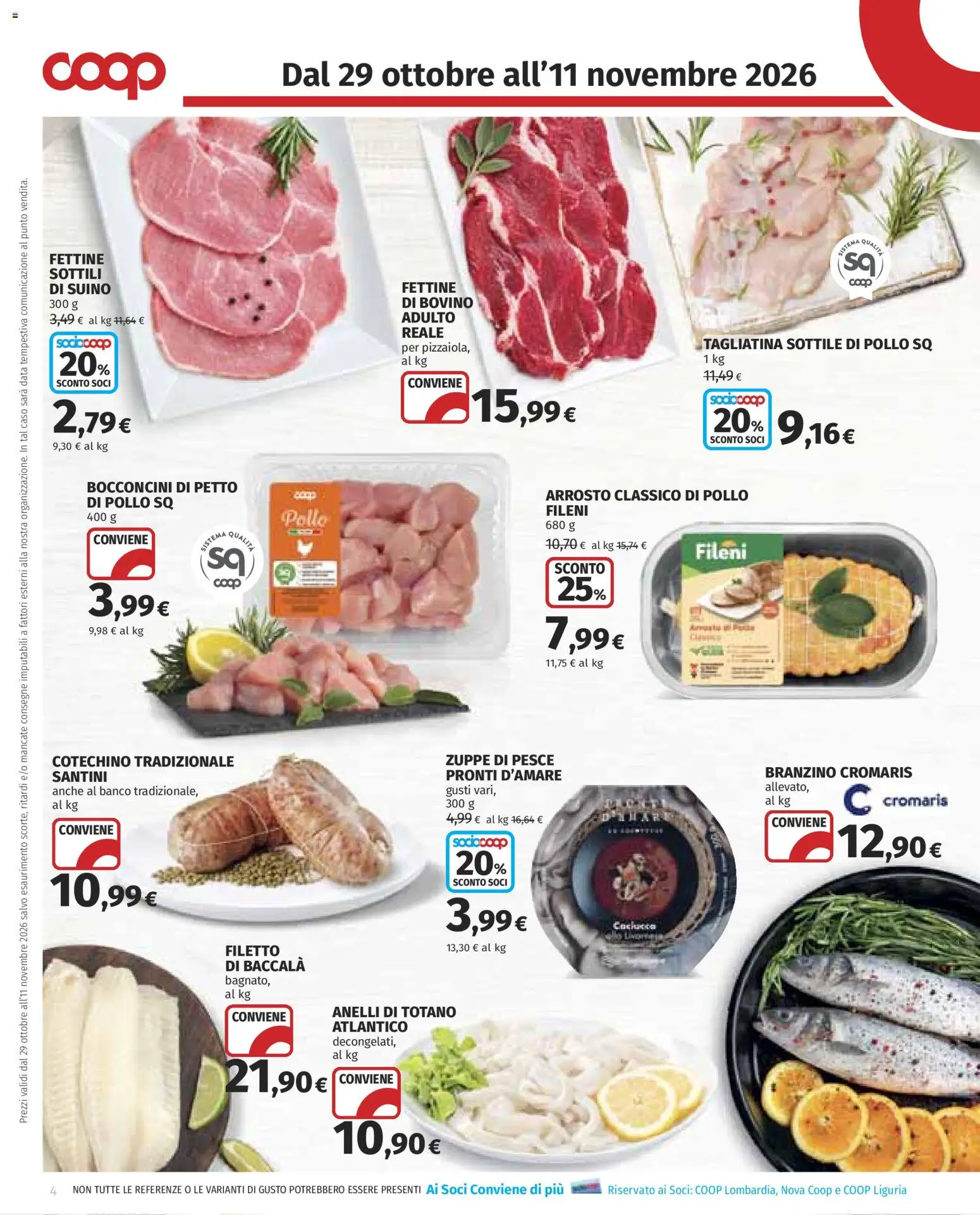 Anteprima dell'opuscolo COOP volantino dal negozio COOP valido da 29/10/2026 - Pesce, Pollo, Bovino, Totano, Filetto, Arrosto, Data, Zuppe