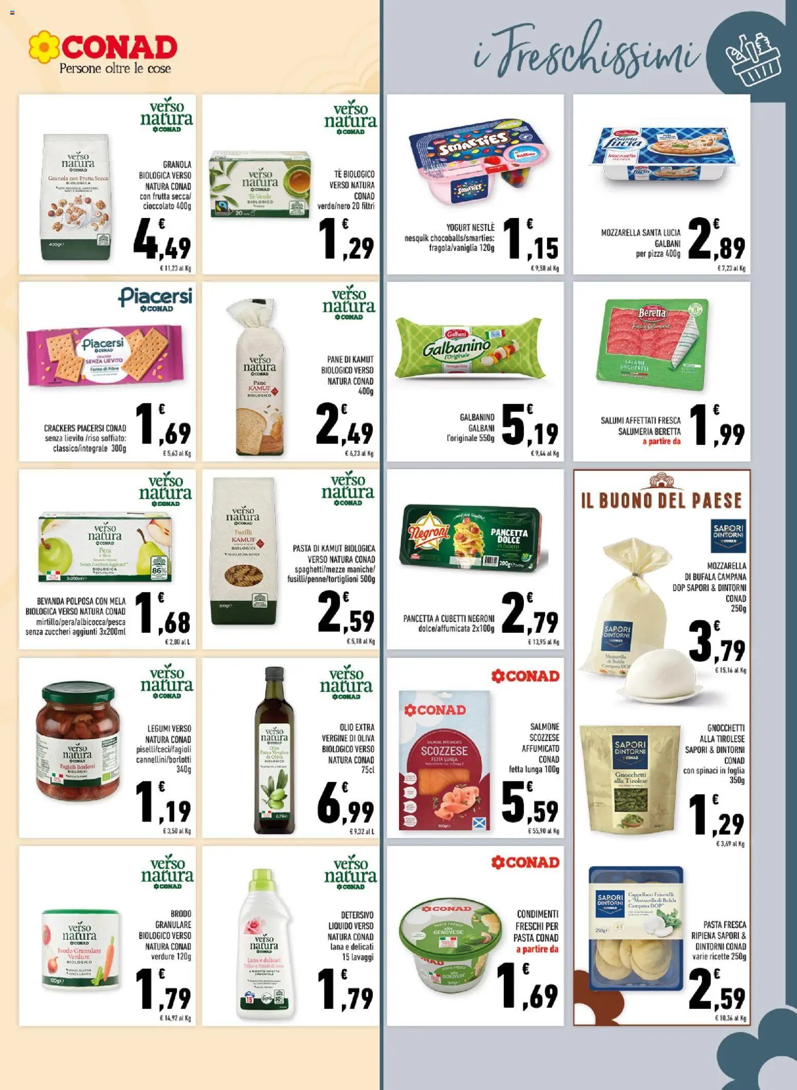 Anteprima dell'opuscolo Conad volantino City Sicilia dal negozio Conad valido da 21/10/2026 - Pane, Fagioli, Pesca, Frutta secca, Fusilli, Lievito, Brodo, Mozzarella santa lucia