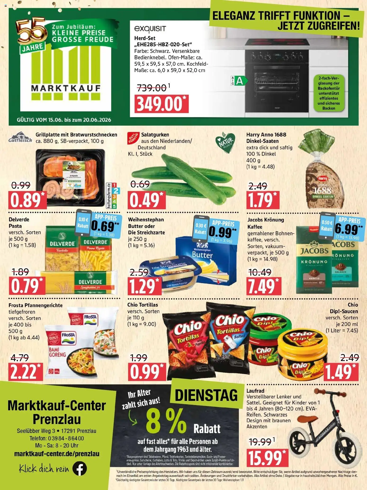 Vorschau von dem Prospekt des Geschäftes Marktkauf, gültig ab dem 15.06.2026 - Kaffee, Uhr, Telefon, Butter, Tortillas, Frosta, Presse, Chio tortillas