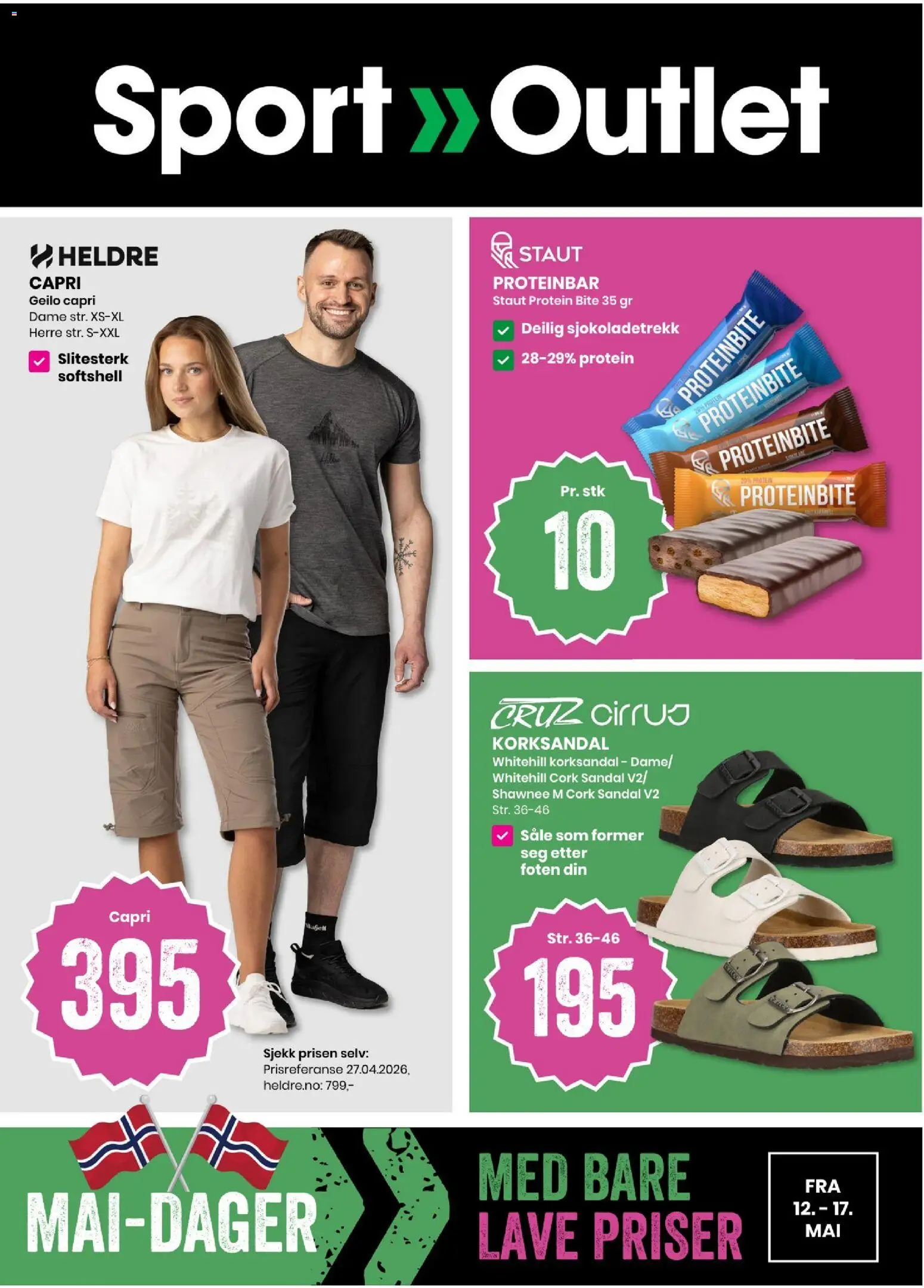 Forhåndsvis Sport Outlet kundeavis fra butikk Sport Outlet gyldig fra 12/05/2026 - Protein, Capri, Proteinbar