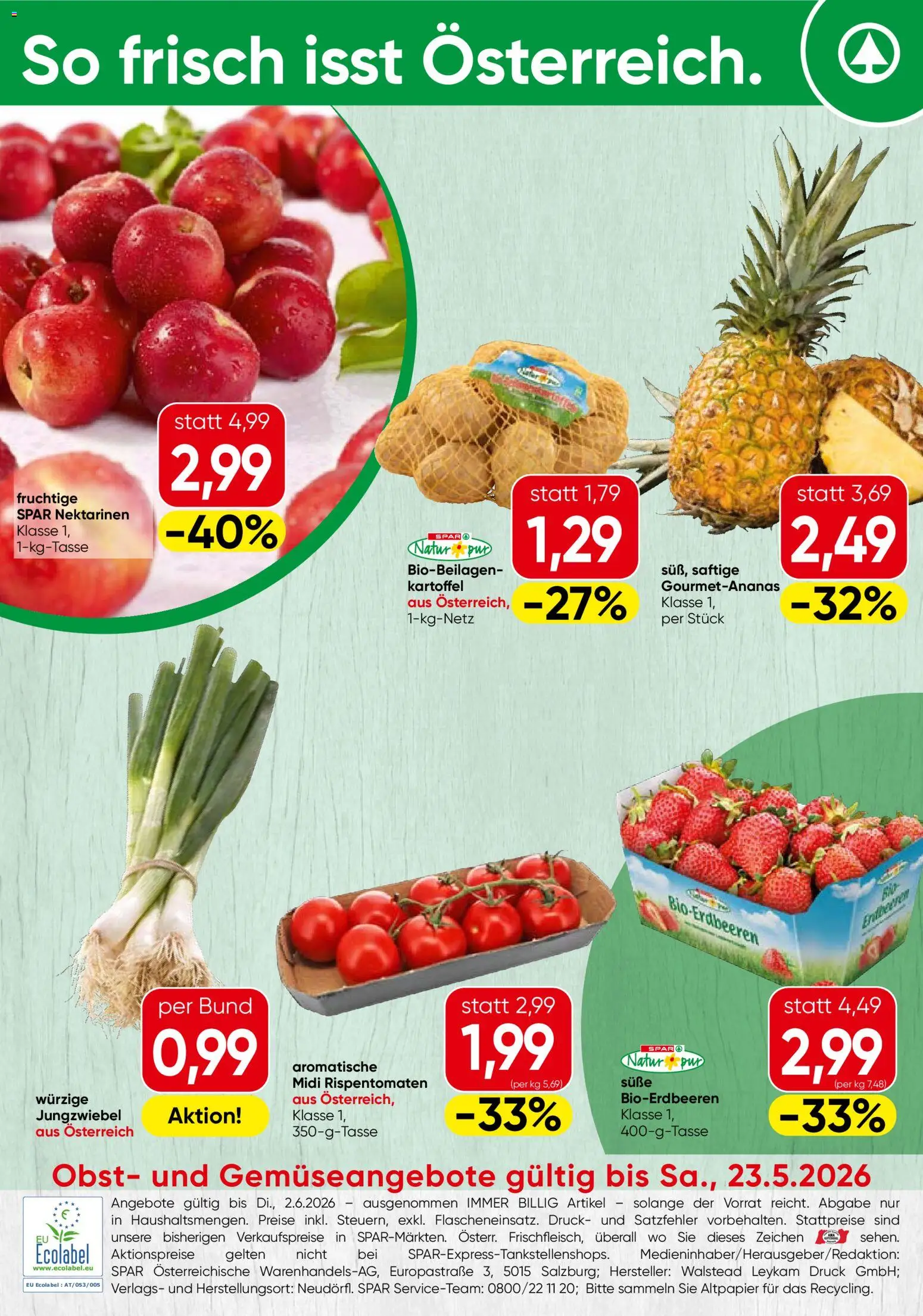 Vorschau der Angebote: Spar Spar Obst & Gemüse gültig ab 18.05.2026