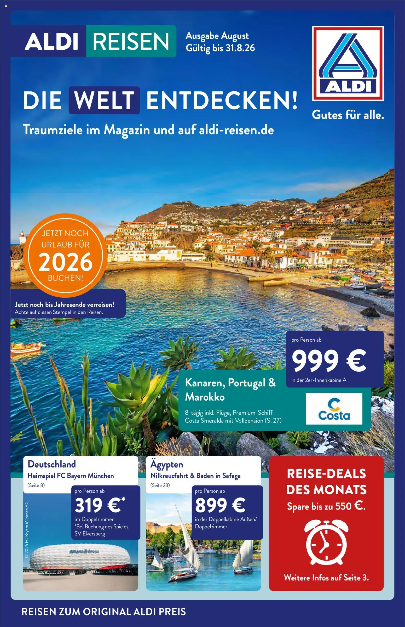 Vorschau von dem Prospekt des Geschäftes Aldi Reisen, gültig ab dem 01.08.2026 - Magazin