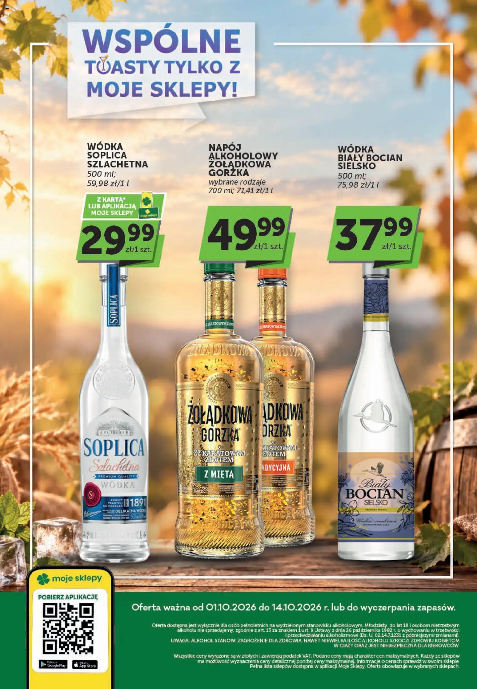 Pogląd gazetki "Groszek gazetka - Katalog alkoholowy" ze sklepu Groszek ważnej od 01.10.2026 - Alkohol, Wódka, Soplica, Mięta, Karta, Soplica wódka, Biały Bocian