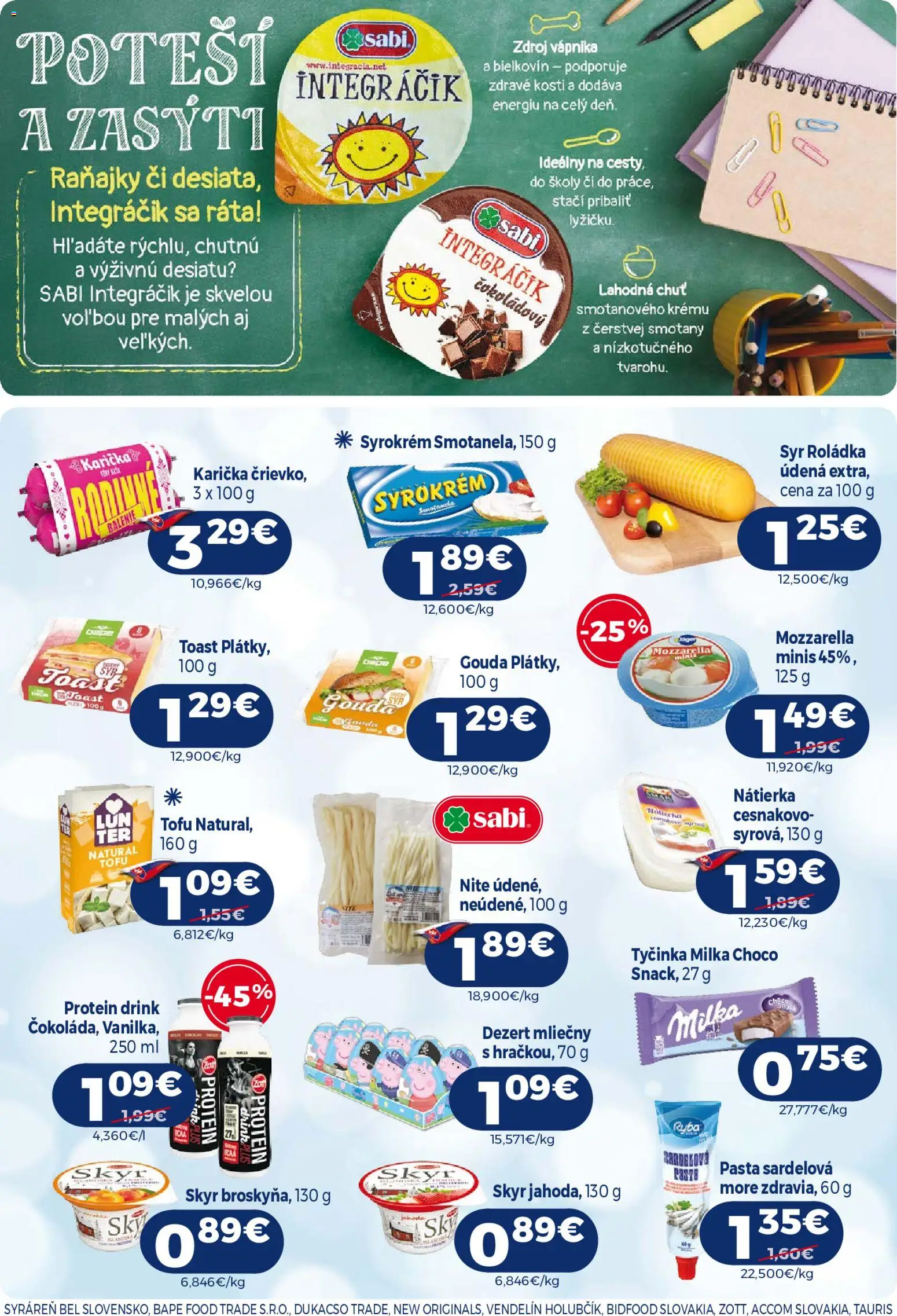 Náhľad Milk Agro letáku platného od 23.09.2026 - Protein, Ryba, Mozzarella, Tofu, Milka, Skyr, Nátierka, Gouda