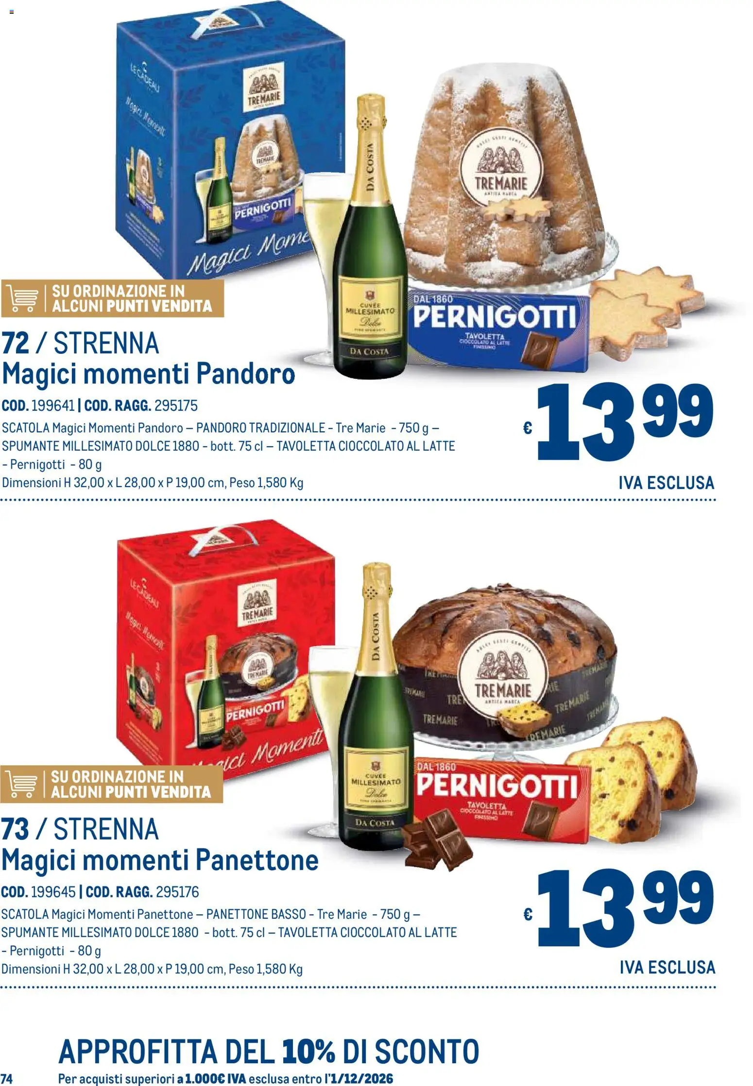 Anteprima dell'opuscolo Metro volantino Regalistica Natale dal negozio Metro valido da 19/10/2026 - Panettone, Latte, Cioccolato, Pandoro, Basso, Spumante, Scatola, Tavoletta