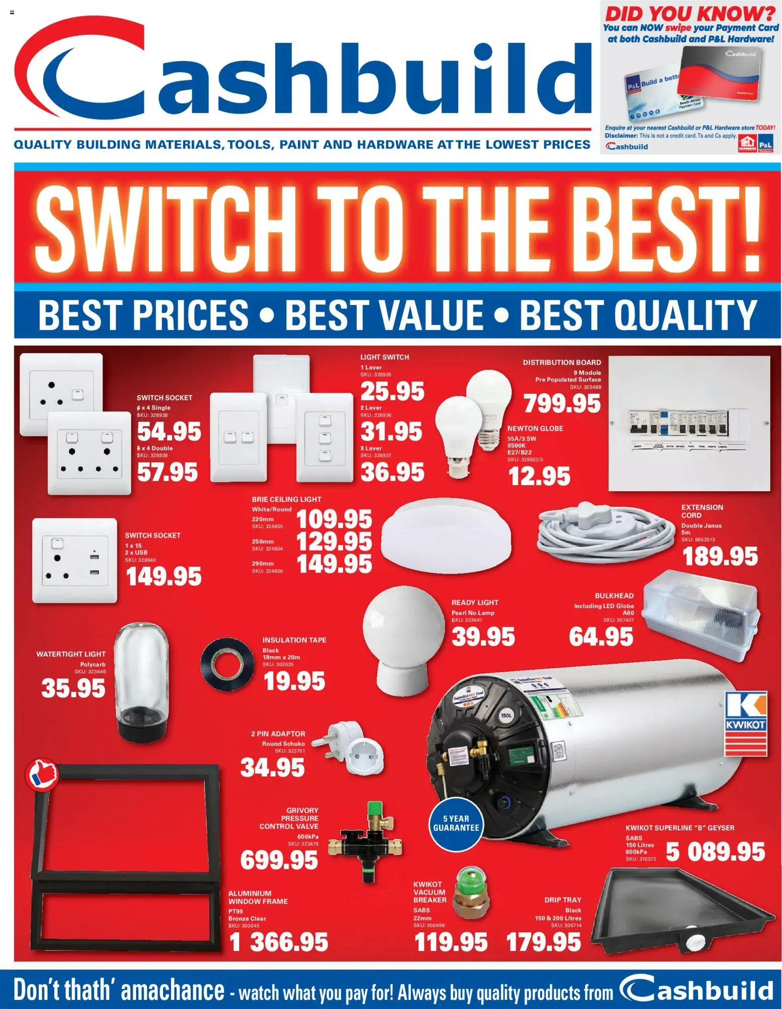 Preview of Cashbuild flyer valid from 25/05/2026 - Paint, Tape, Light, Switch, Lamp, Globe, Tray, Valve