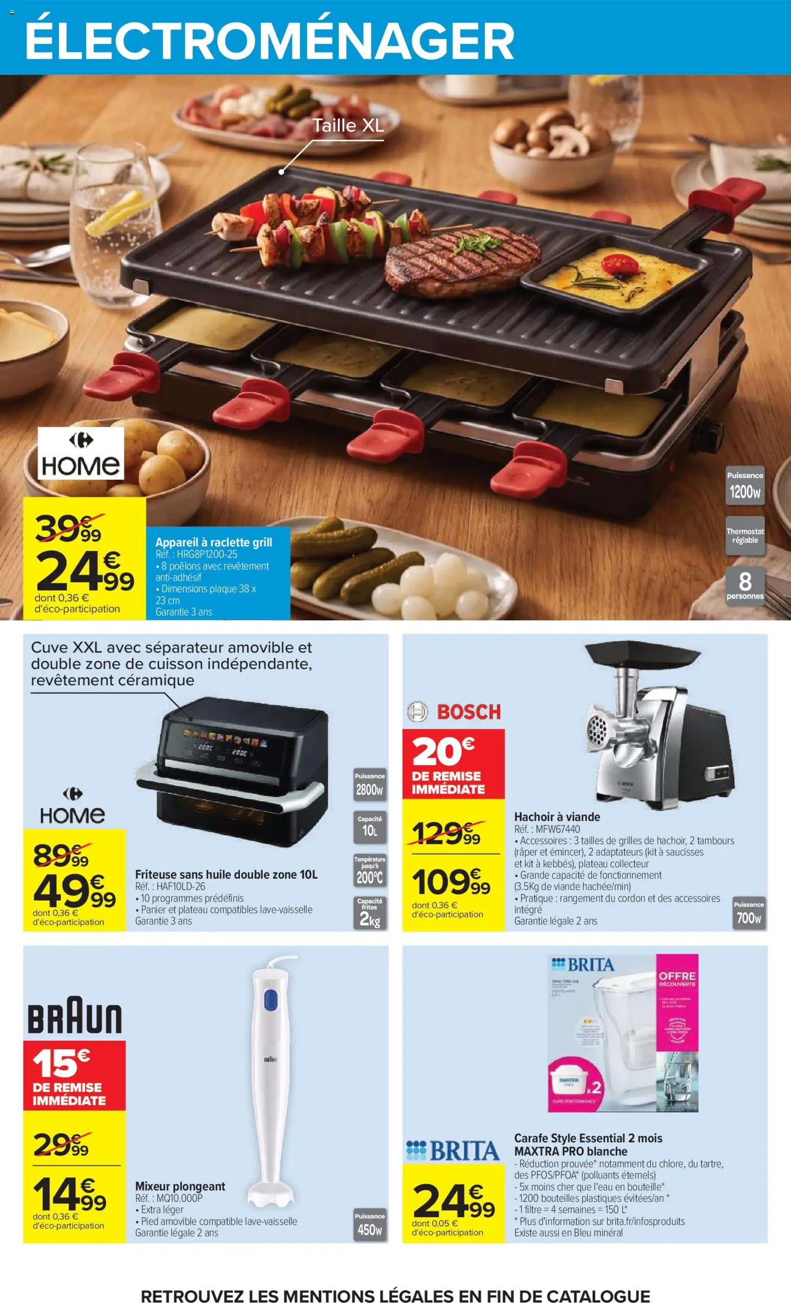 Prévisualisation de Carrefour Vos promos du quotidien du magasin Carrefour formulaire valide 27/10/2026 - Air fryer, Raclette, Mixeur plongeant, Panier, Viande, Plateau, Carafe, Raclette grill