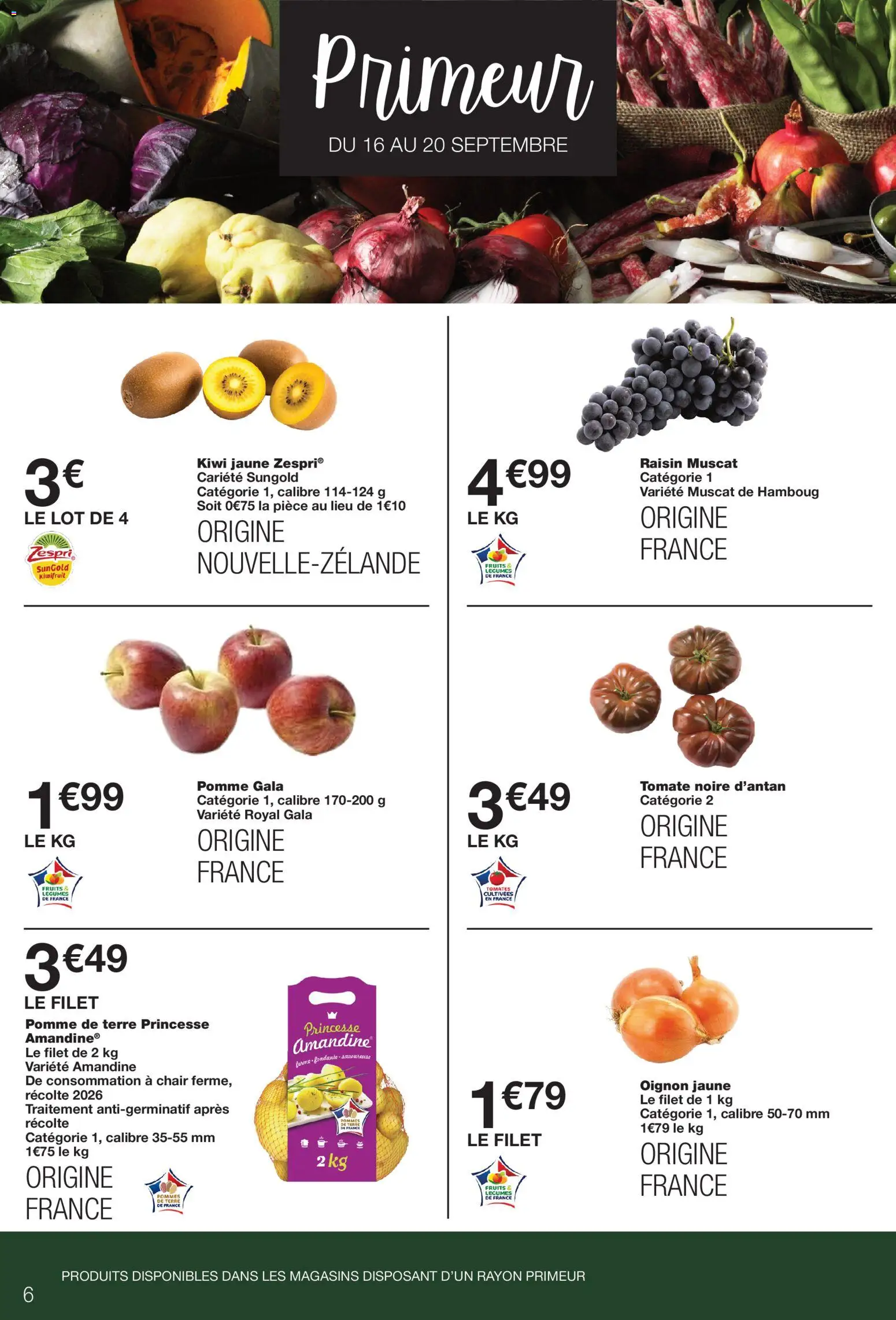 Prévisualisation de Monoprix catalogue du magasin Monoprix formulaire valide 08/09/2026 - Kiwi, Pomme, Pomme de terre, Pommes de terre, Tomate, Oignon, Raisin, Pommes
