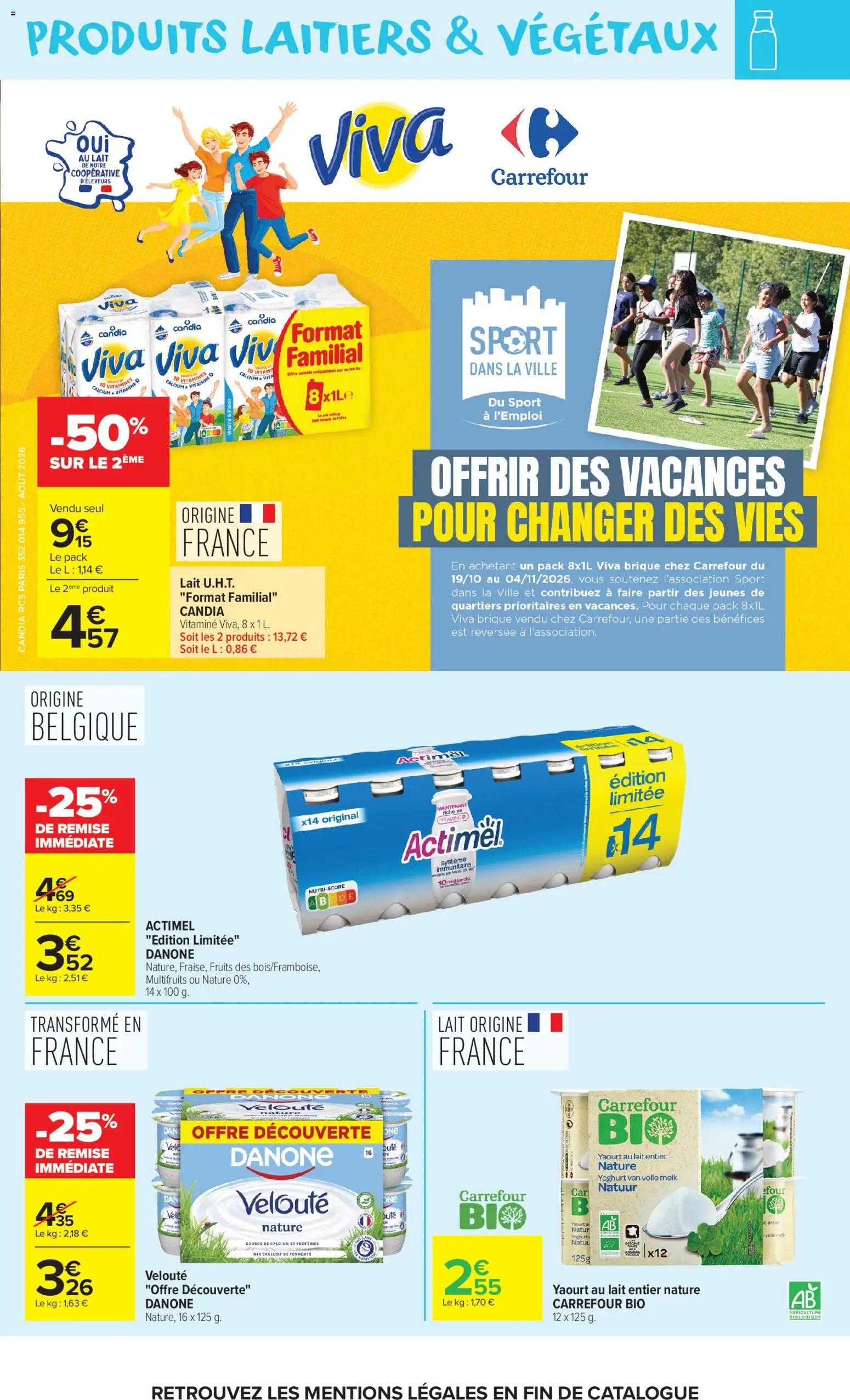 Prévisualisation de Carrefour Market catalogue du magasin Carrefour Market formulaire valide 27/10/2026 - Fruits, Four, Lait, Yaourt, Actimel, Candia, Lait entier, Produits laitiers