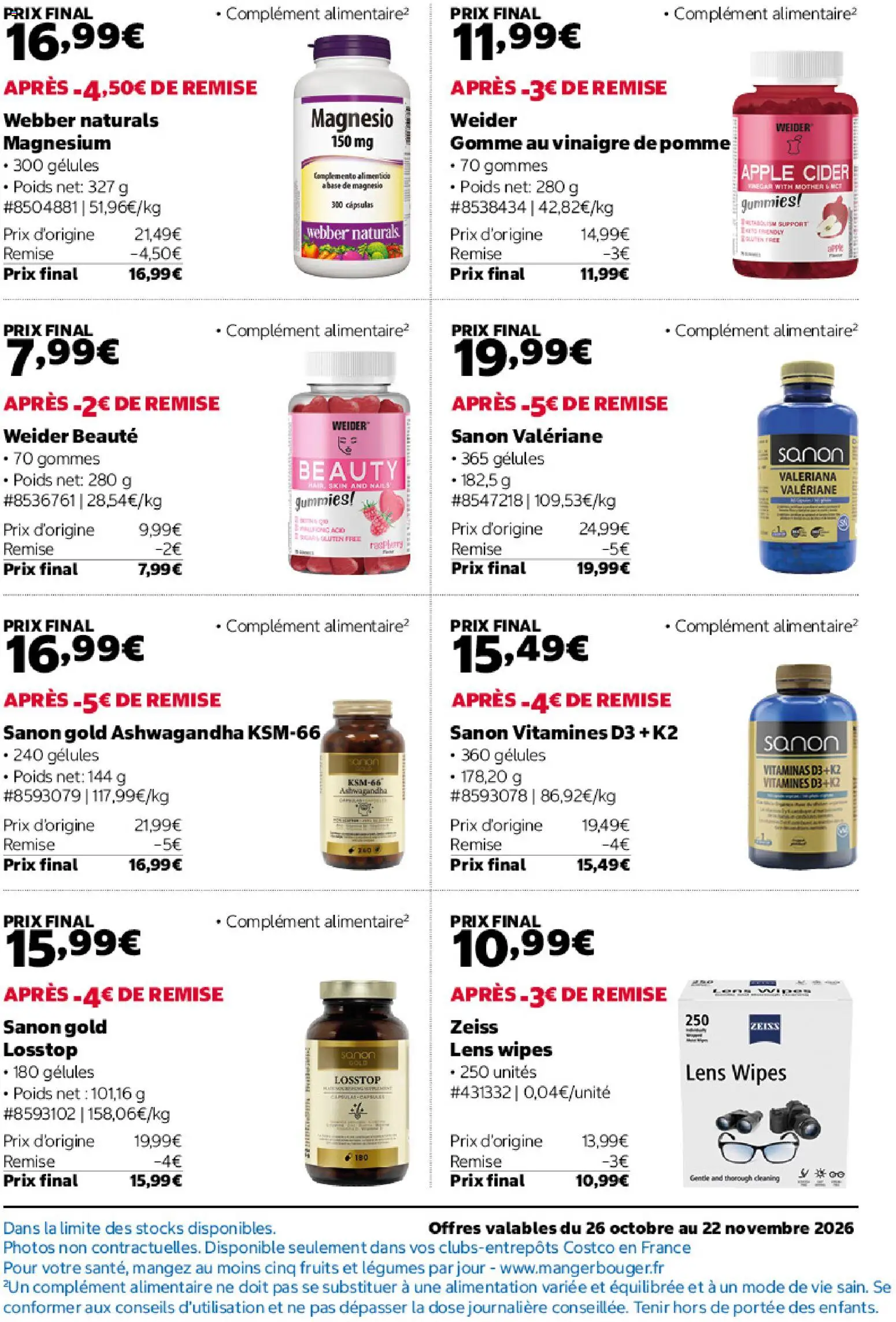 Prévisualisation de Costco catalogue du magasin Costco formulaire valide 26/10/2026 - Alimentation, Ashwagandha, Fruits, Pomme, Poids, Vinaigre
