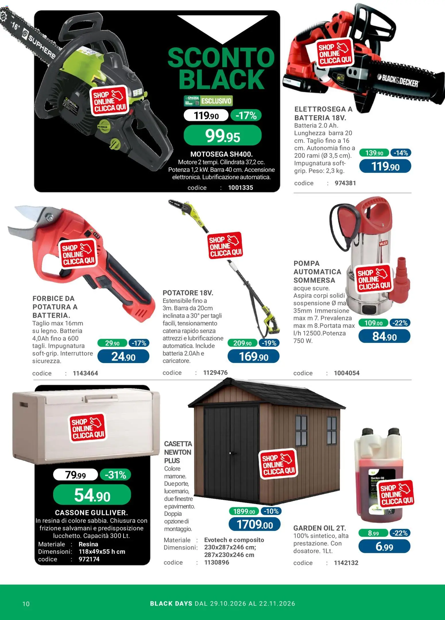 Anteprima dell'opuscolo CFadda Black Friday dal negozio CFadda valido da 29/10/2026 - Batteria, Motosega, Taglio, Forbice