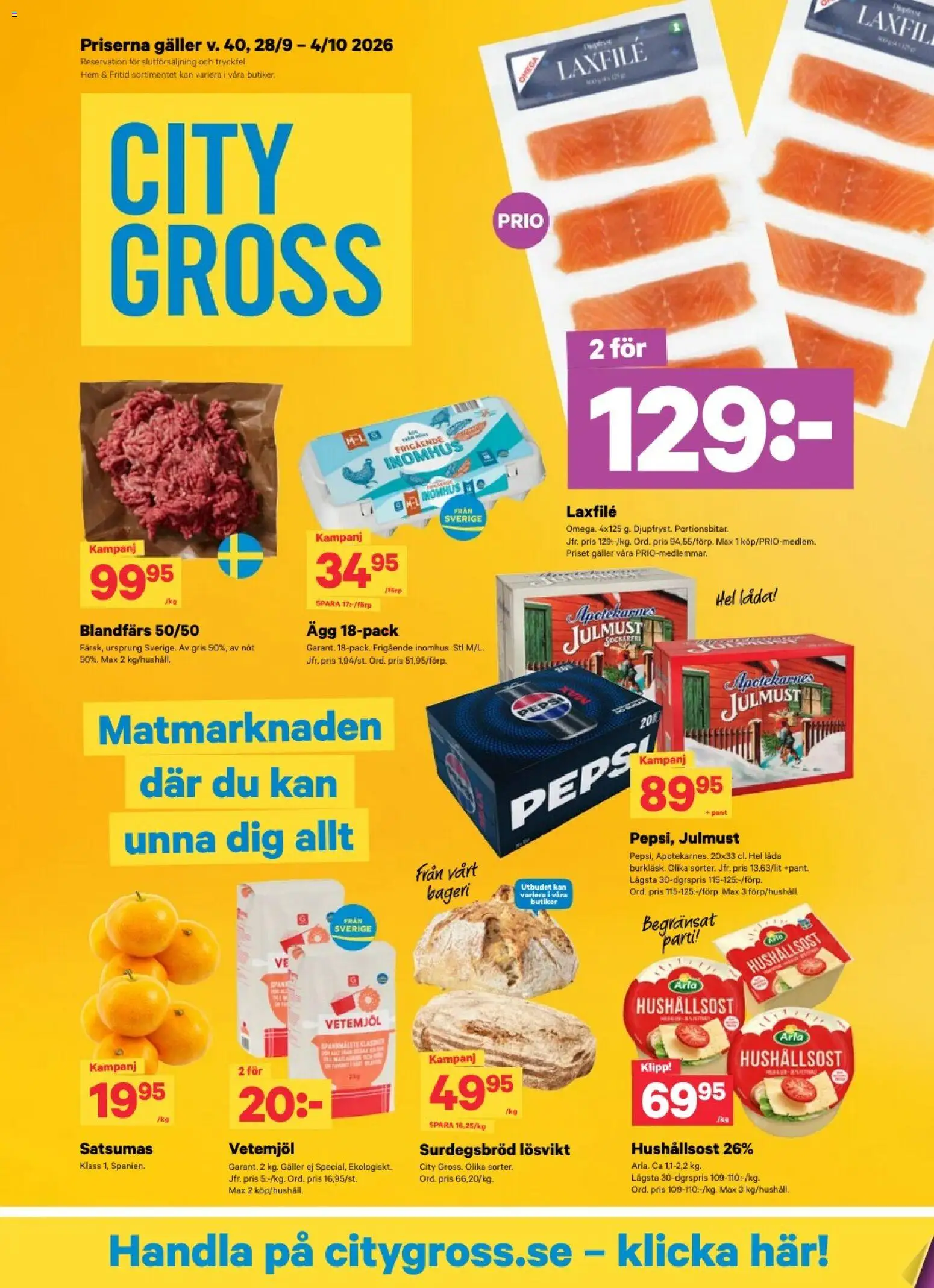 Förhandsgranska reklamblad City Gross erbjudanden från butik City Gross gäller från 28/09/2026