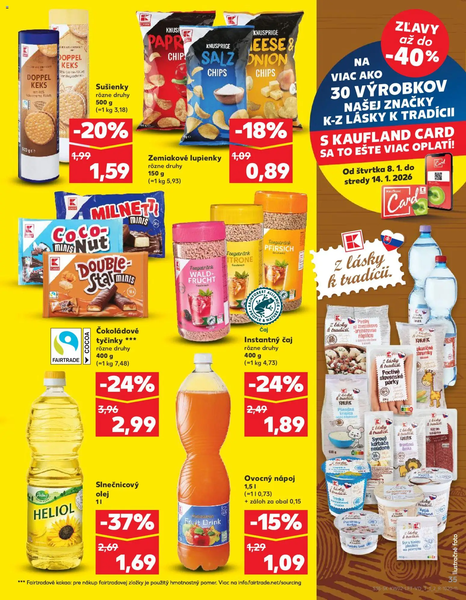 Náhľad Kaufland letáku platného od 08.01.2026 - Šalát, Kyslá smotana, Krupica, Kakao, Jogurt, Párky, Saláma, Sušienky