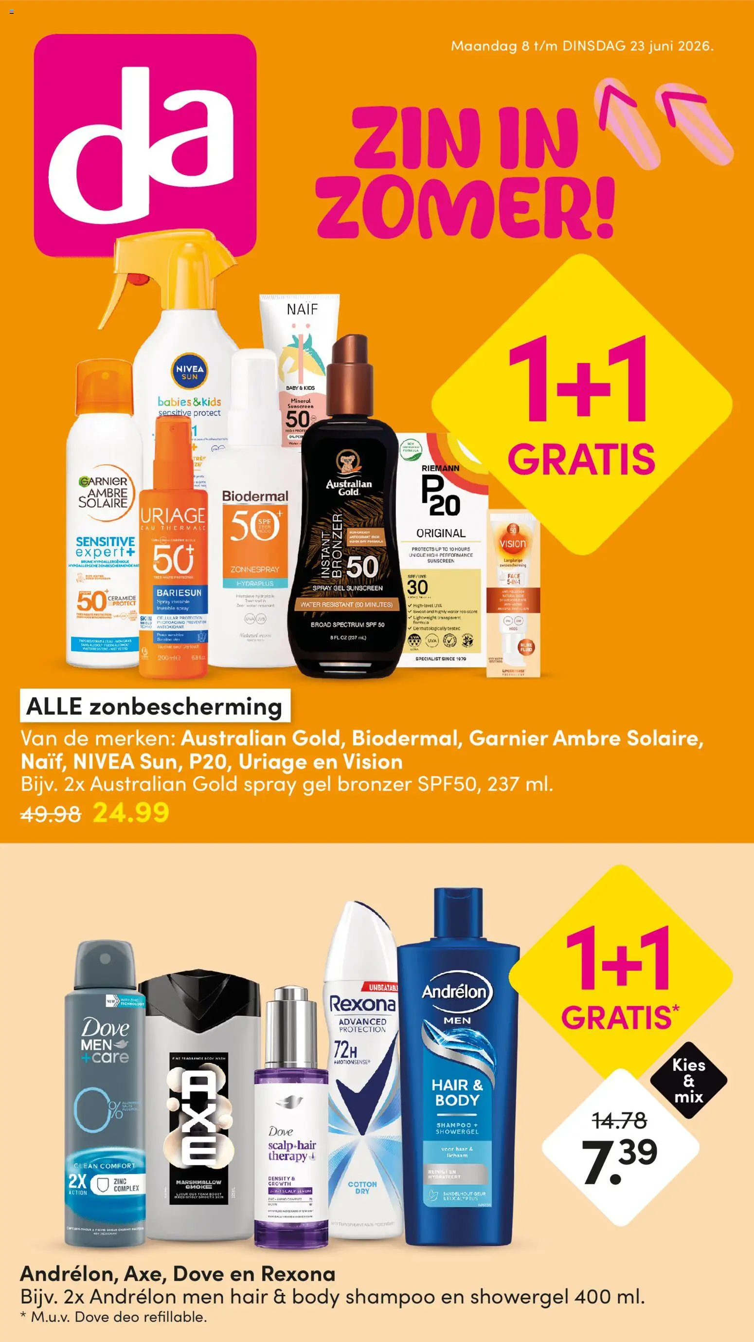 Voorbeeld van Da folder van winkel Da geldig vanaf 08-06-2026 - Water, Alcohol, Bronzer, Gel