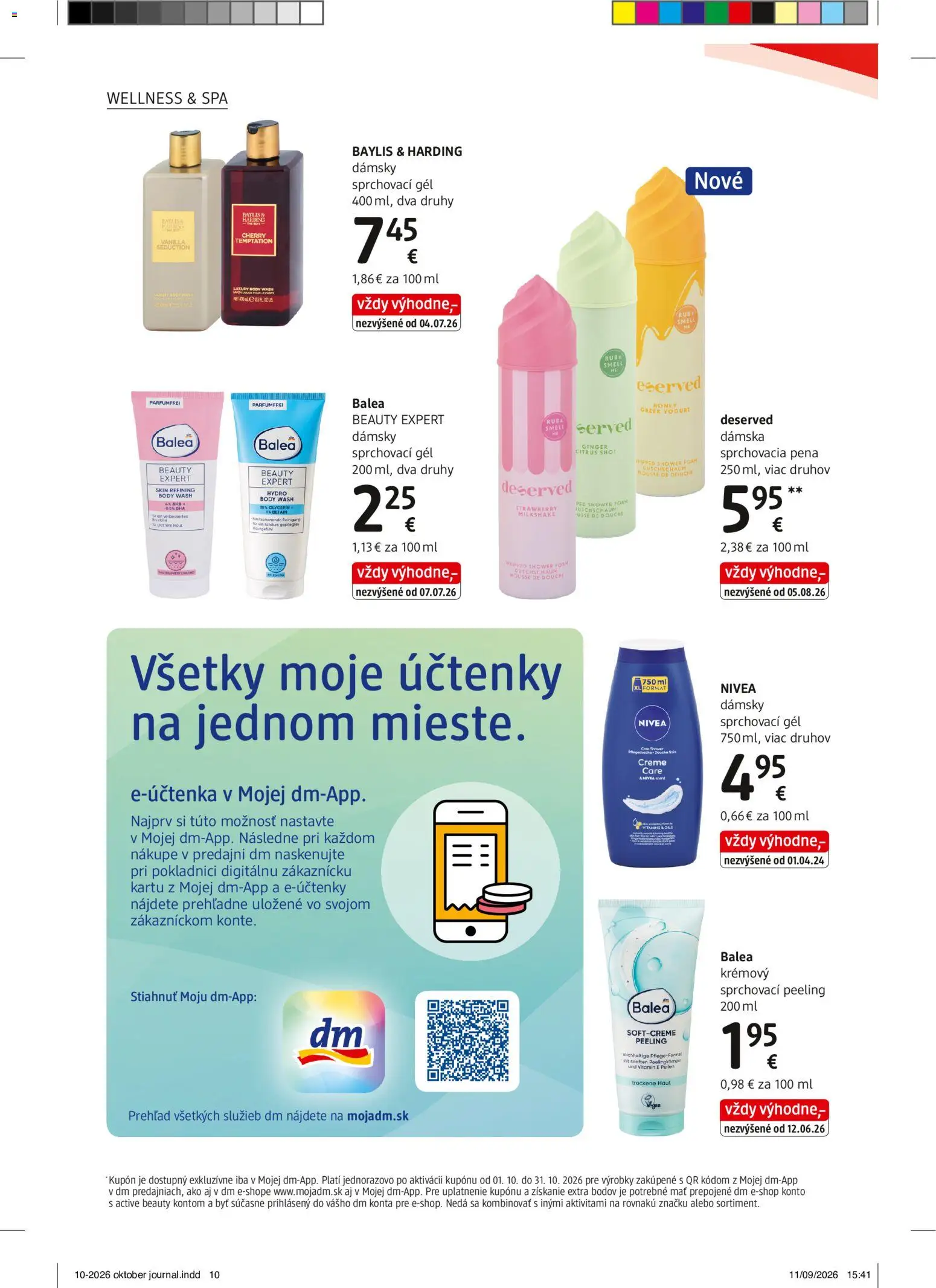 Náhľad dm drogerie letáku platného od 01.10.2026 - Nivea, Peeling, Pena
