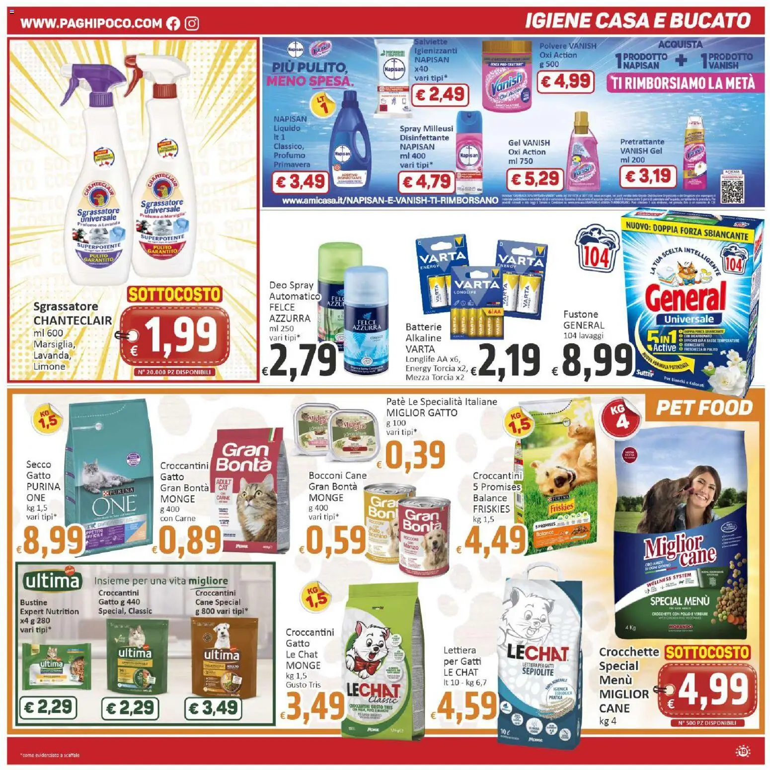 Anteprima dell'opuscolo Paghi Poco volantino dal negozio Paghi Poco valido da 23/10/2026 - Lavanda, Profumo, Manzo, Verdure, Lettiera per gatti, Scaffale, Crocchette, Specialità
