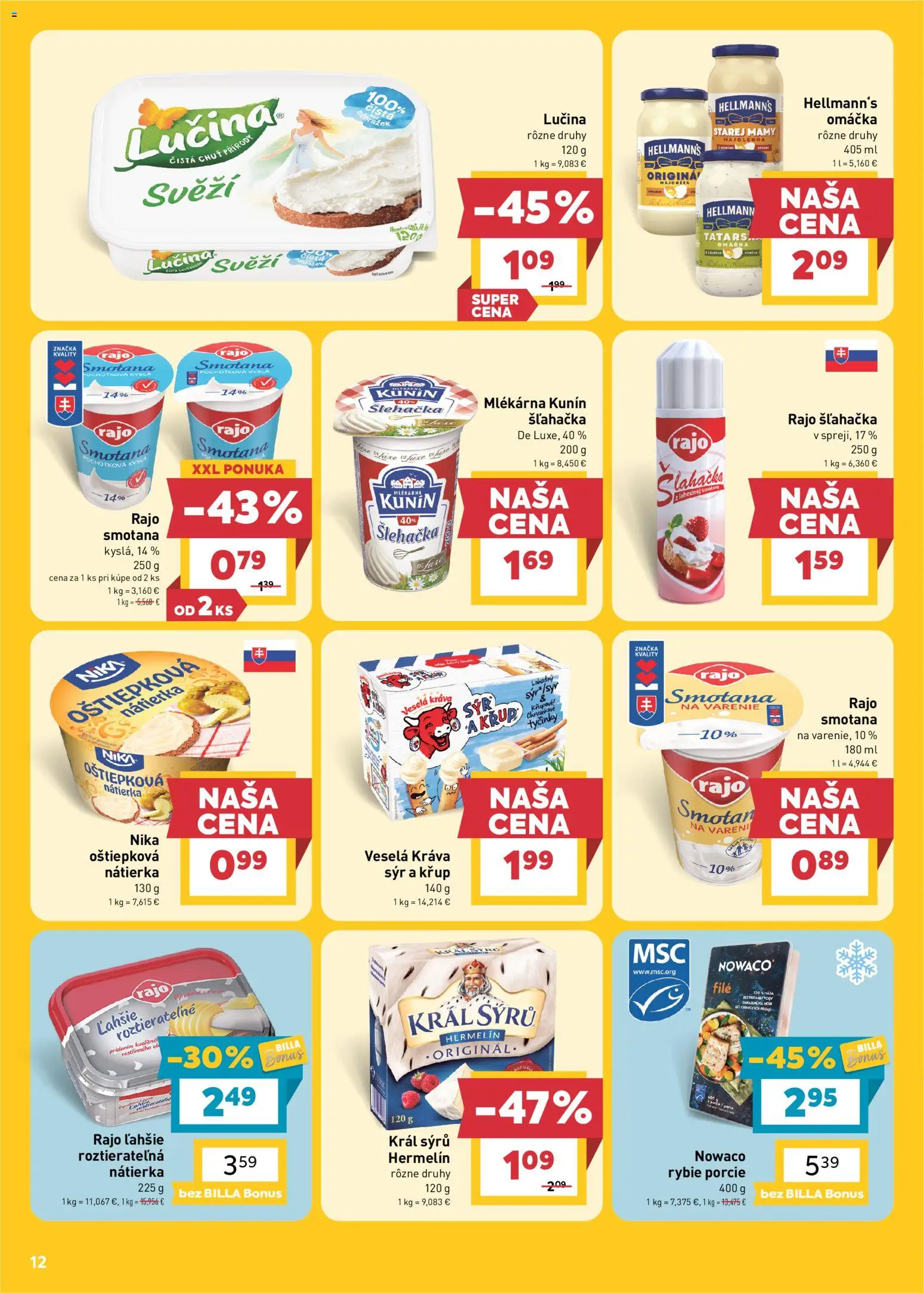 Náhľad Billa letáku platného od 14.10.2026 - Syr, Cream cheese, Hermelín, Šľahačka, Omáčka, Smotana, Nátierka, Filé