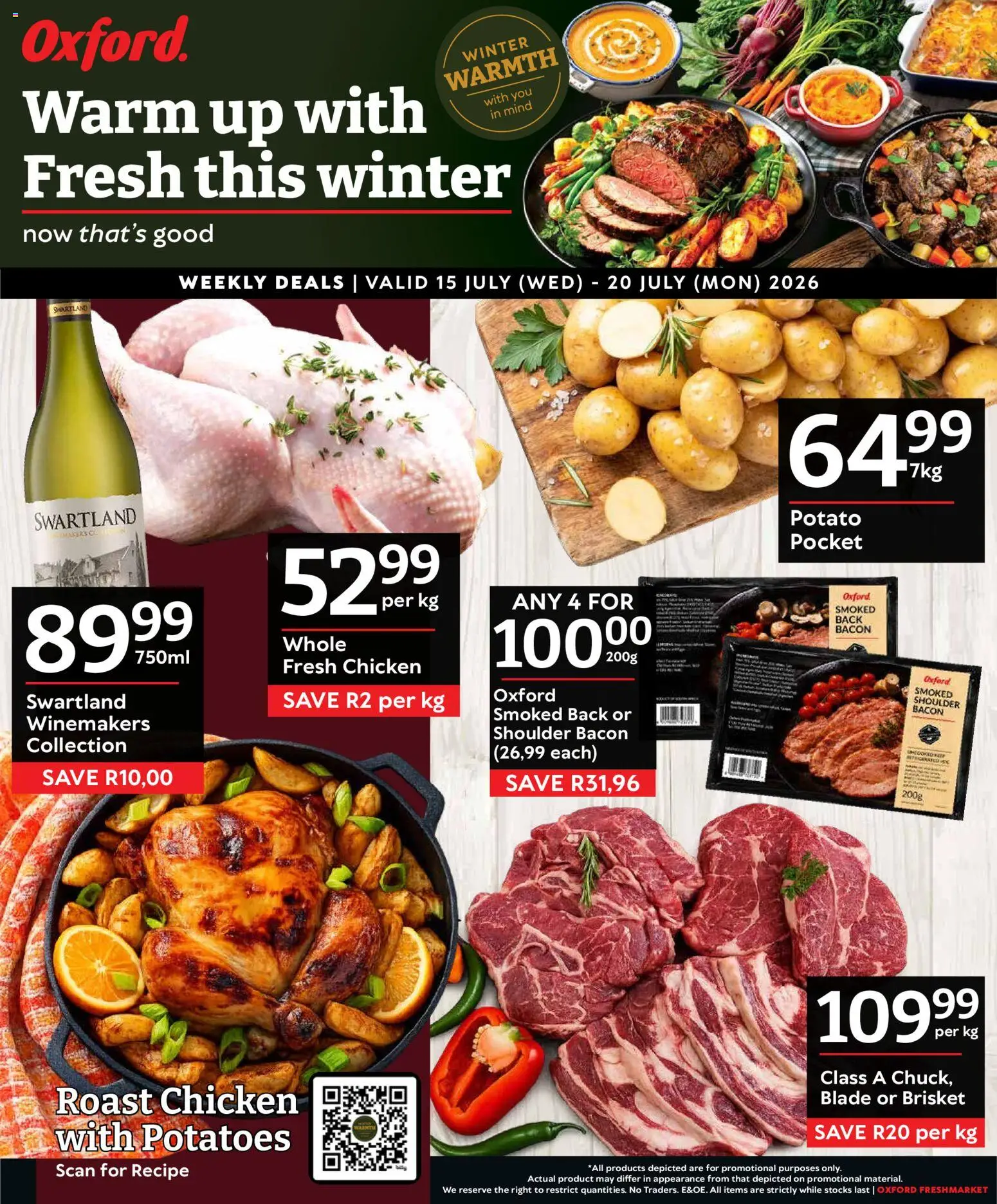 Preview of Oxford Freshmarket flyer valid from 15/07/2026 - Chicken, Potatoes, Bacon