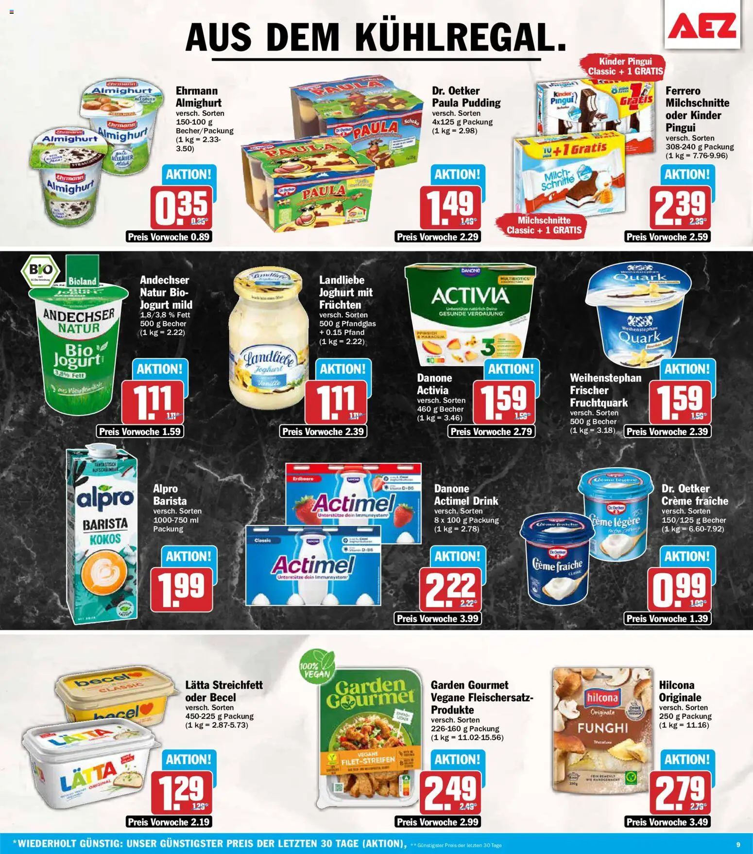 Vorschau von dem Prospekt des Geschäftes AEZ, gültig ab dem 26.10.2026 - Joghurt, Quark, Milch, Pudding, Creme, Alpro, Activia, Lätta