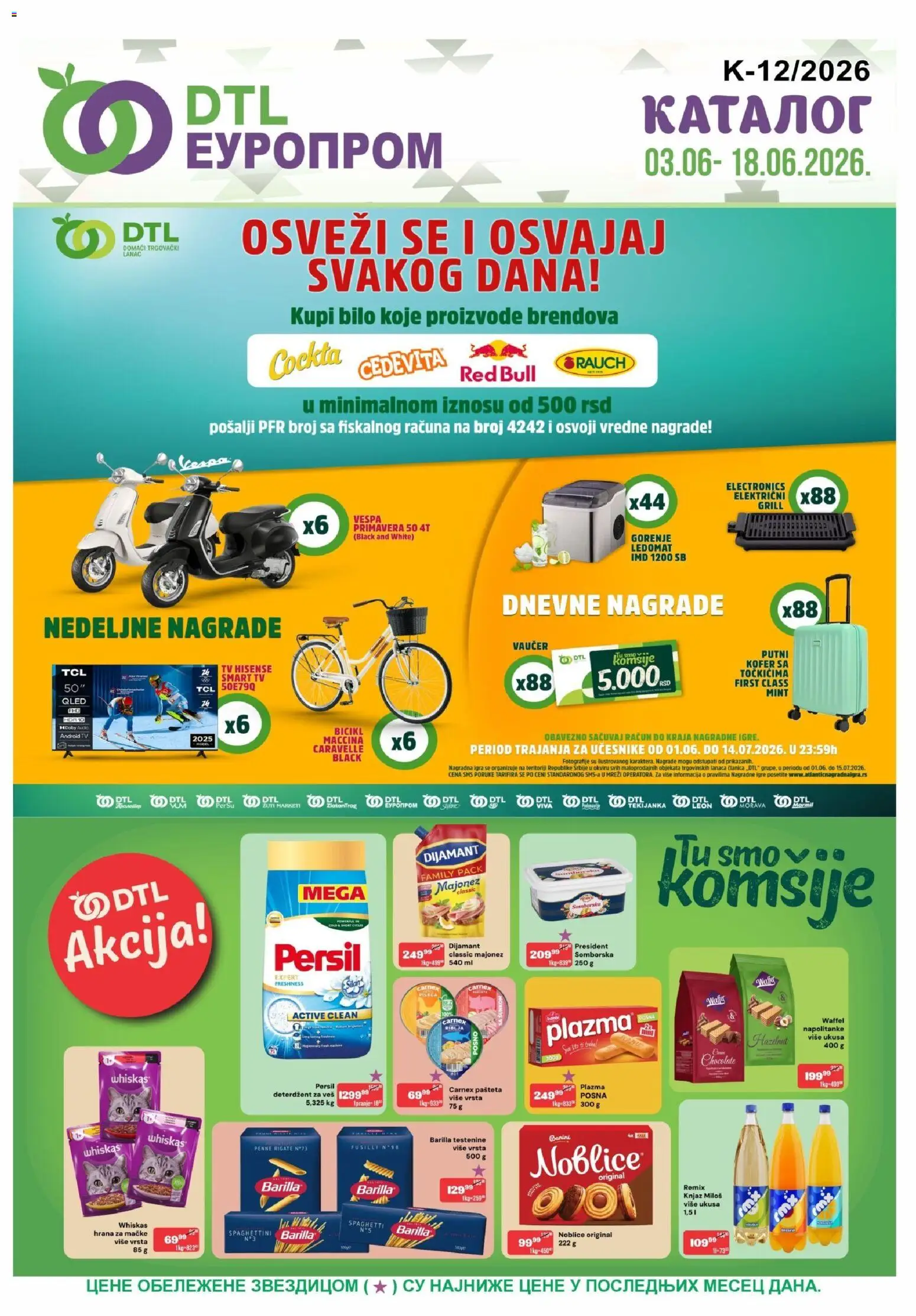 Pregled Europrom kataloga - važi od 03.06.2026 - Red Bull, Napolitanke, Noblice, Persil, Pašteta, Barilla, Audio, Hrana za mačke