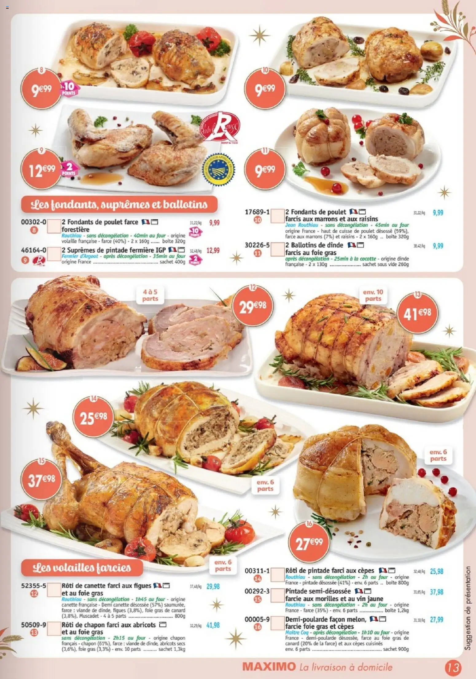 Prévisualisation de Maximo catalogue du magasin Maximo formulaire valide 26/10/2026 - Jean, Four, Chapon, Figues, Pintade, Dinde, Viande, Abricots secs