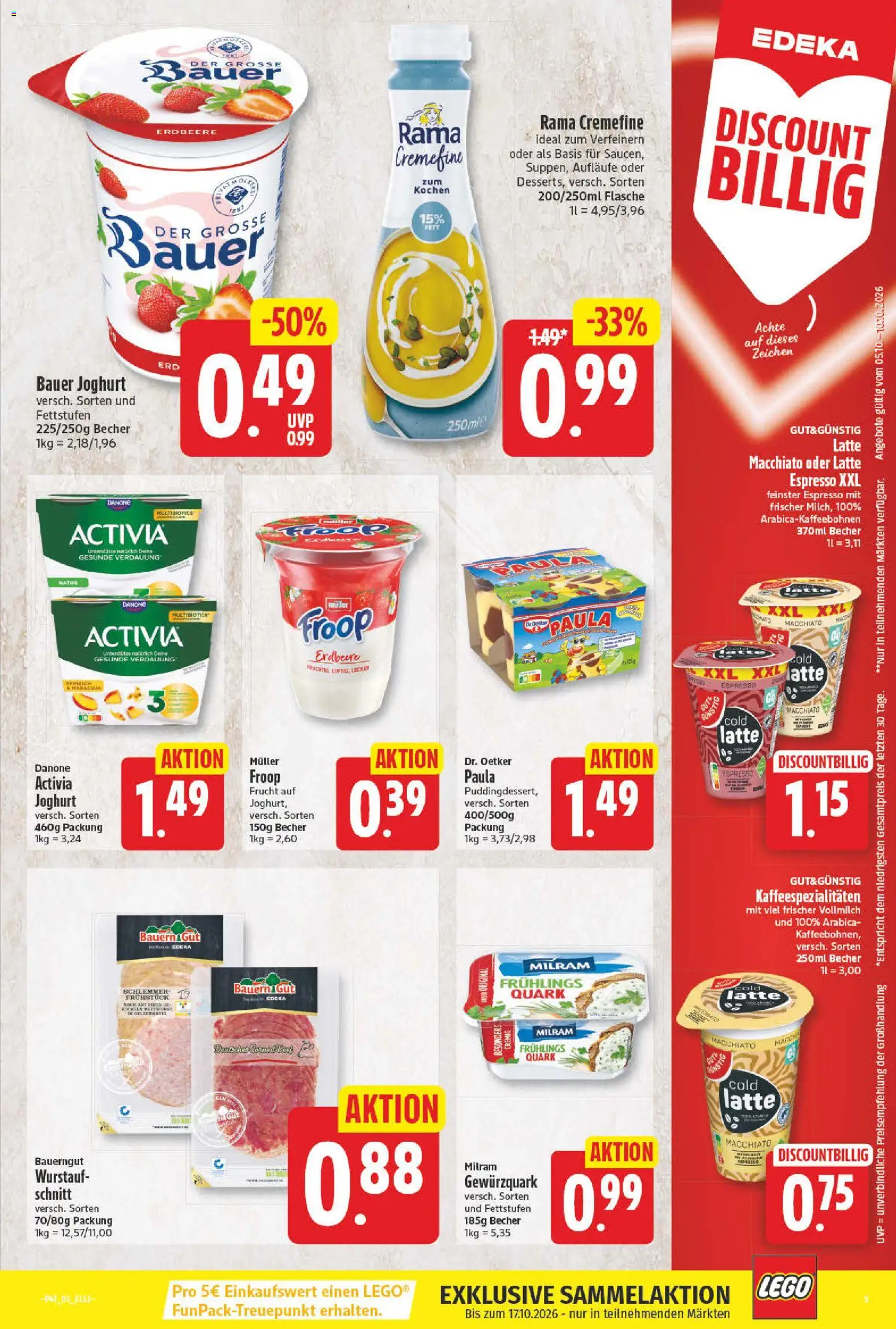 Vorschau von dem Prospekt des Geschäftes Elli Markt, gültig ab dem 05.10.2026 - Joghurt, Rama, Rama cremefine, Activia, Milram, Froop, Bauer joghurt, Bauerngut