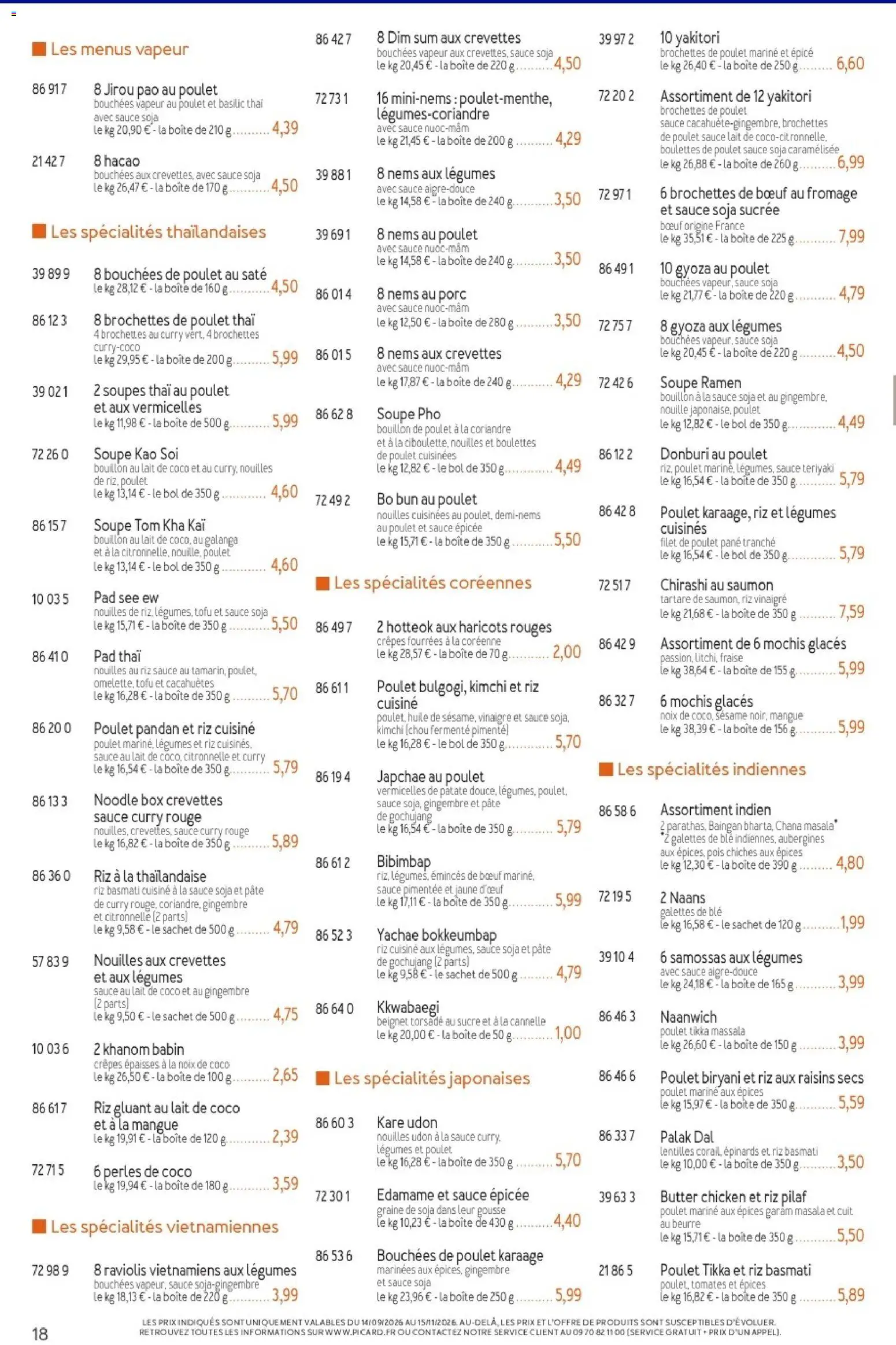 Prévisualisation de Picard - Catalogue Trimestriel du magasin Picard formulaire valide 14/09/2026 - Kimchi, Saumon, Cacahuètes, Épinards, Mangue, Poulet pané, Lait de coco, Bouillon de poulet
