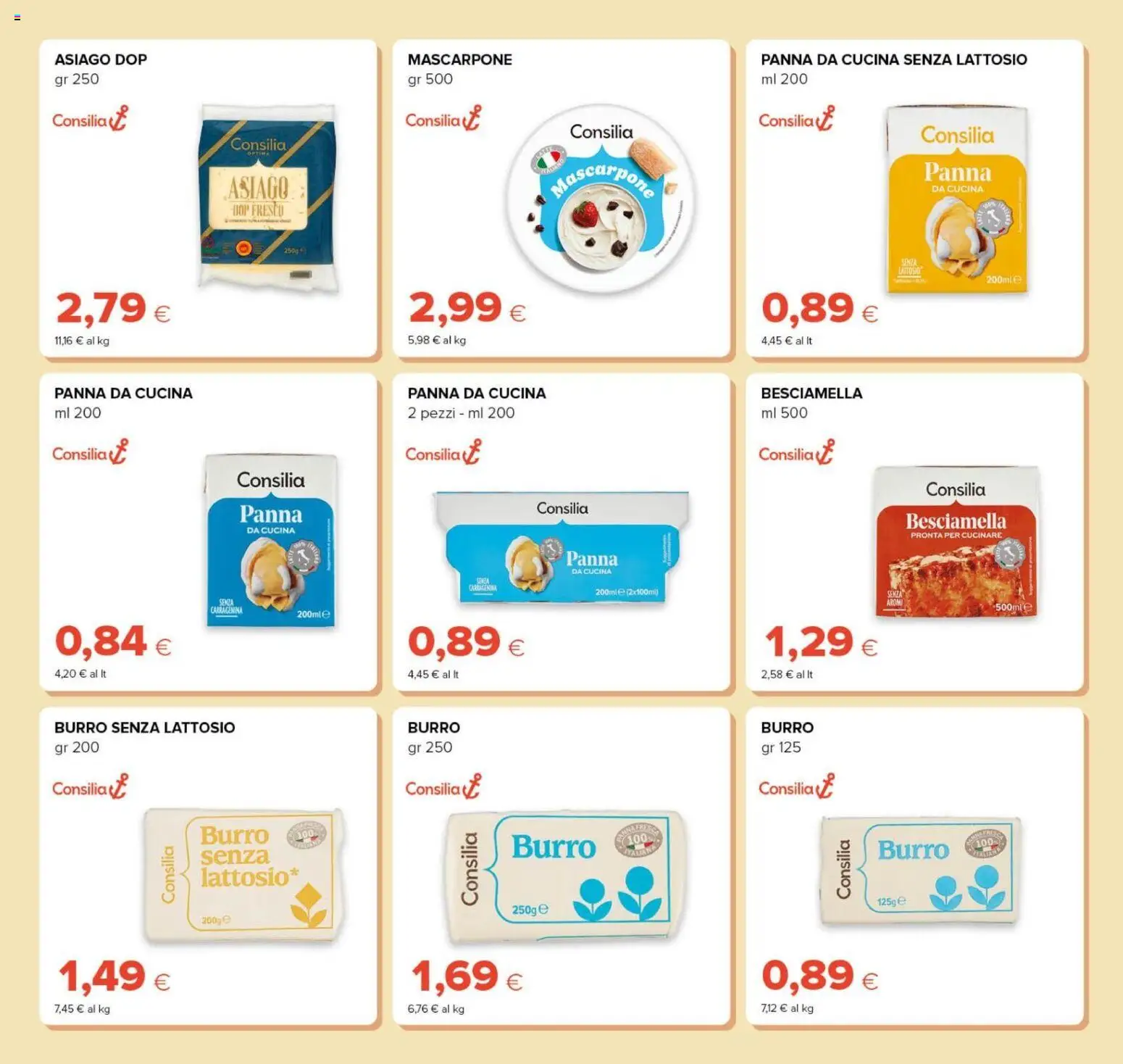 Anteprima dell'opuscolo Tigre volantino Prezzi Ribassati dal negozio Tigre valido da 21/10/2026 - Besciamella, Mascarpone, Burro, Panna, Panna da cucina, Senza lattosio