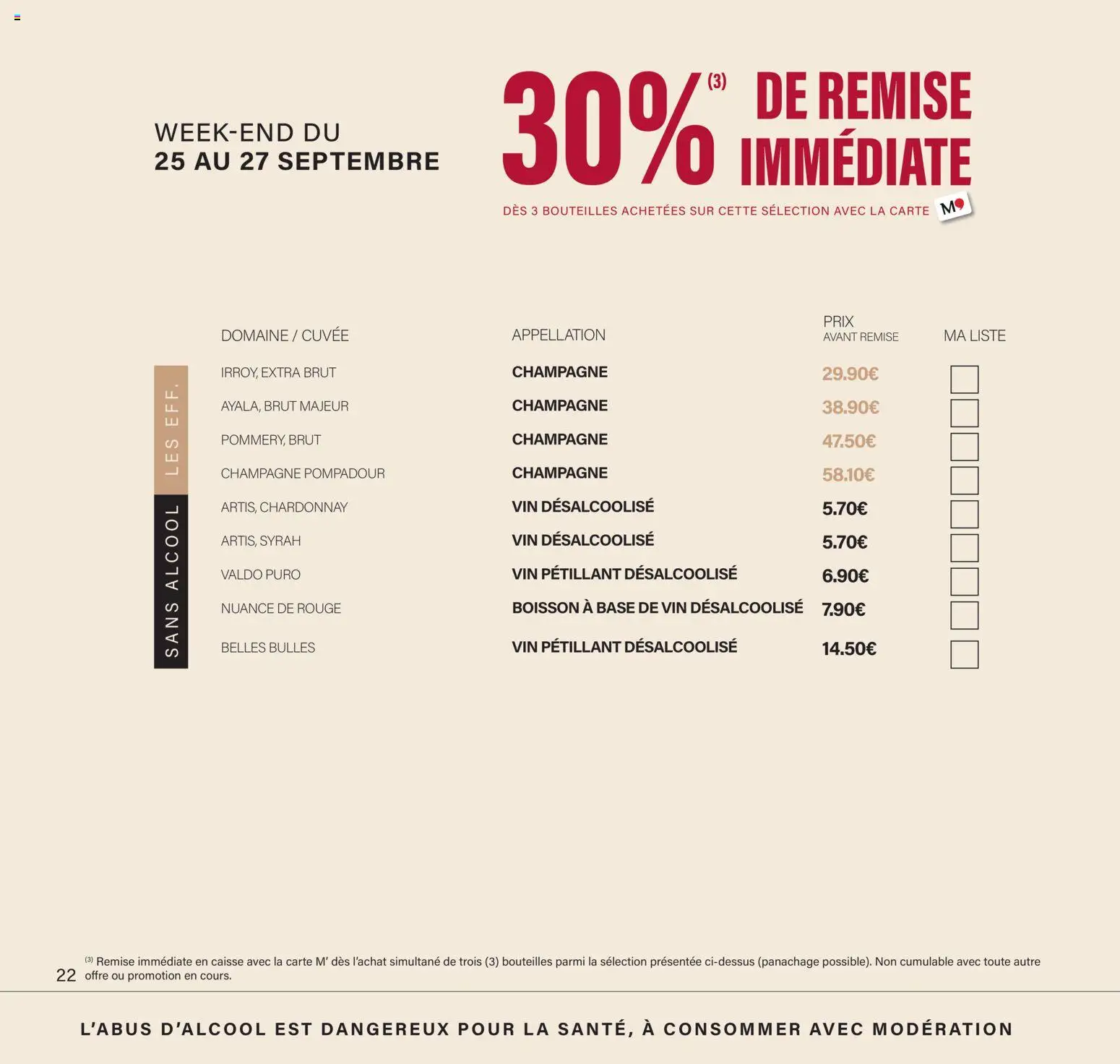 Prévisualisation de Monoprix - Calendrier foire aux vins du magasin Monoprix formulaire valide 11/09/2026 - Champagne, Vin, Boisson, Base, Brut champagne, Alcool