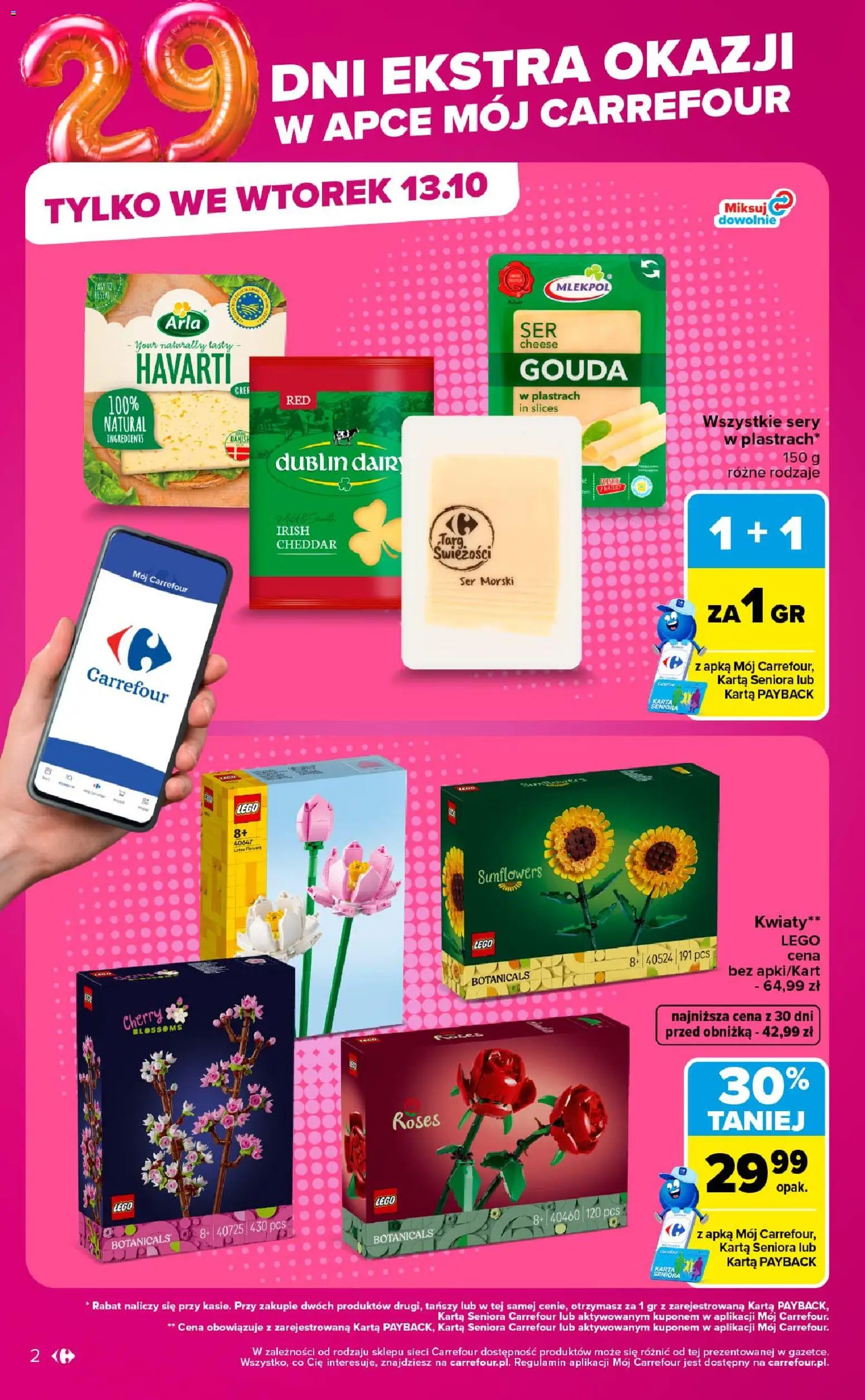 Pogląd gazetki "Carrefour gazetka - Market" ze sklepu Carrefour ważnej od 12.10.2026 - Lego, Kwiaty, Ser, Karta, Cheddar, Sery