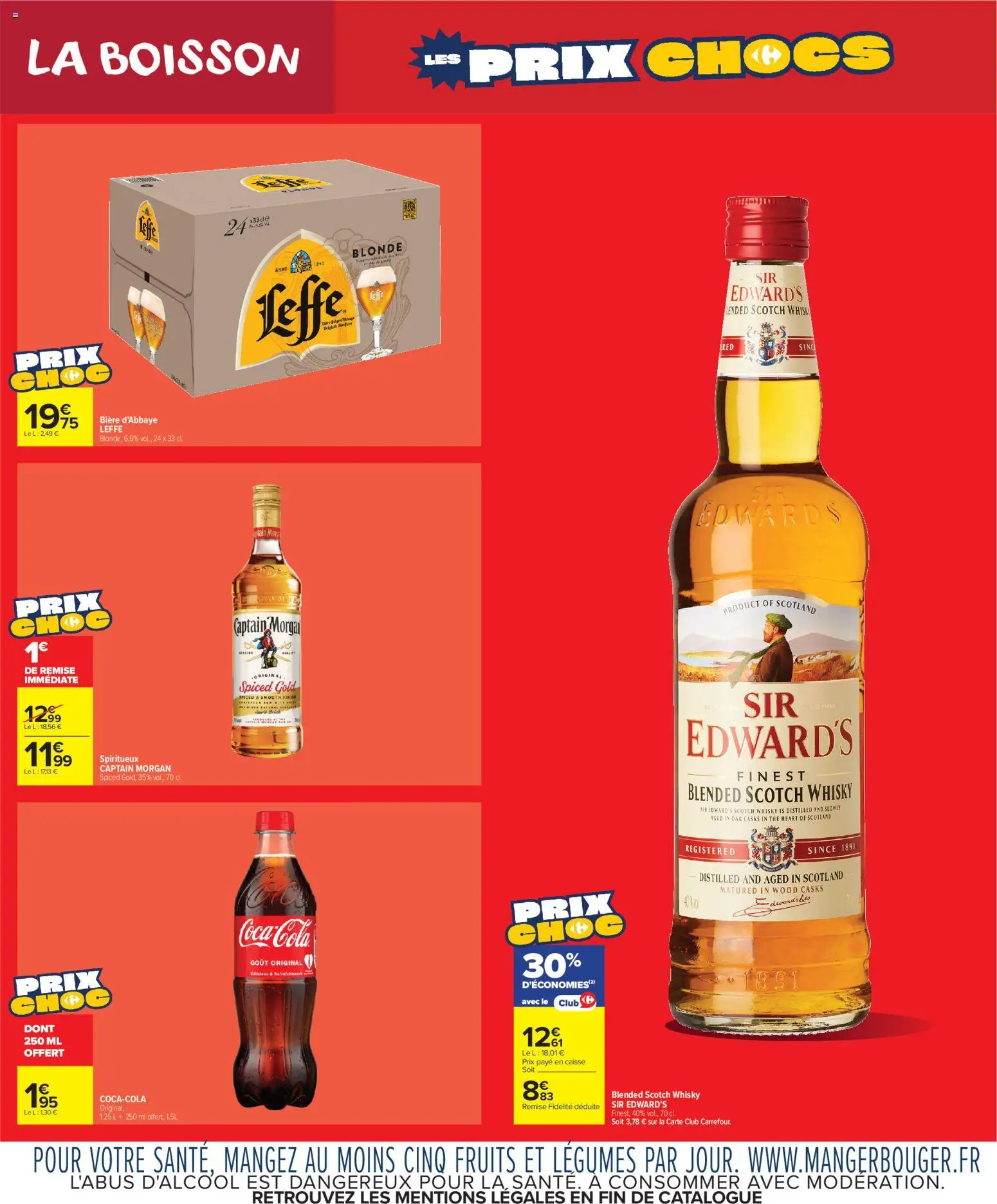 Prévisualisation de Carrefour Market Les prix chocs du magasin Carrefour Market formulaire valide 27/10/2026 - Fruits, Bière, Boisson, Thé, Captain Morgan, Leffe, Scotch whisky Sir Edward's, Bière d’abbaye